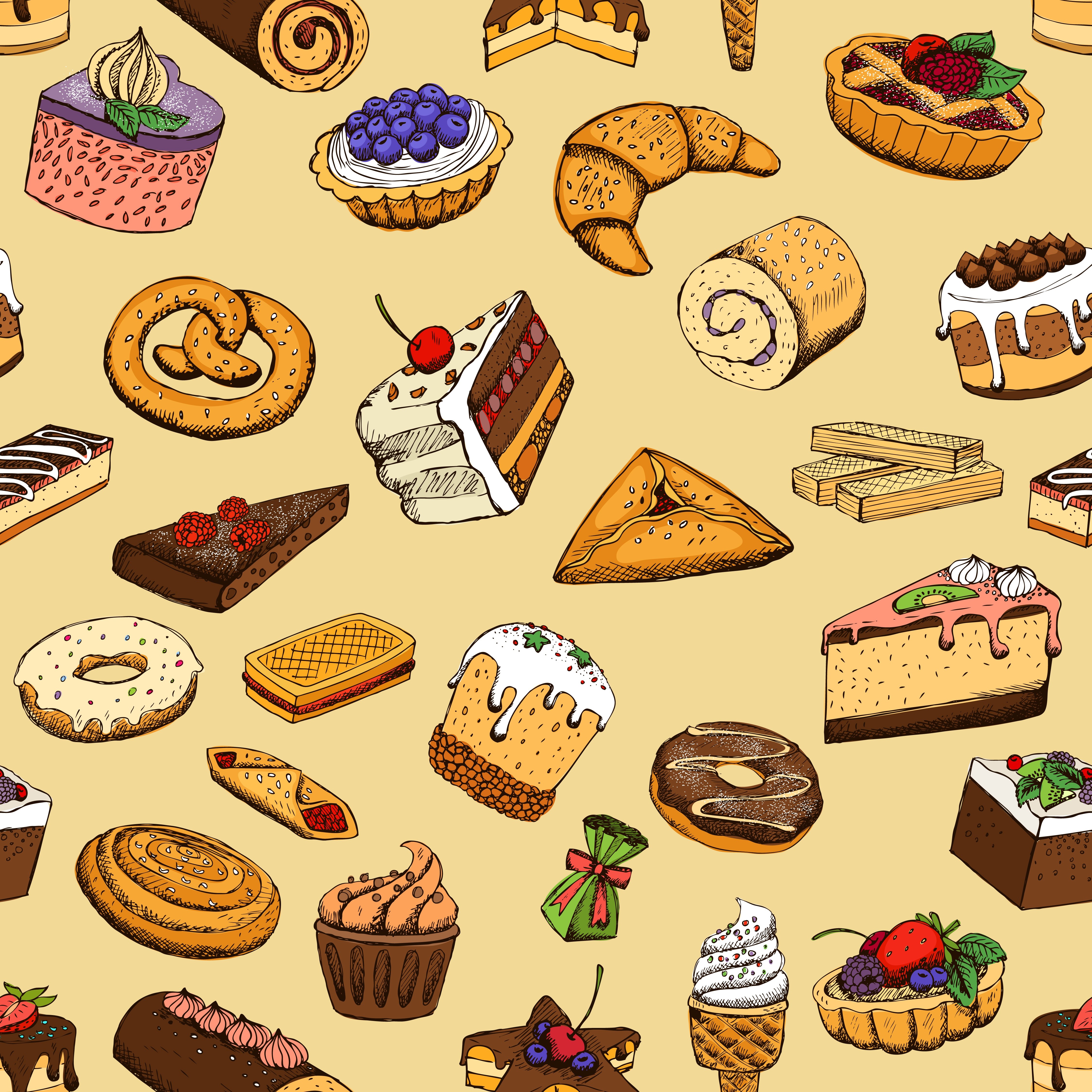 Assortment of Pastries and Sweets HD Wallpaper