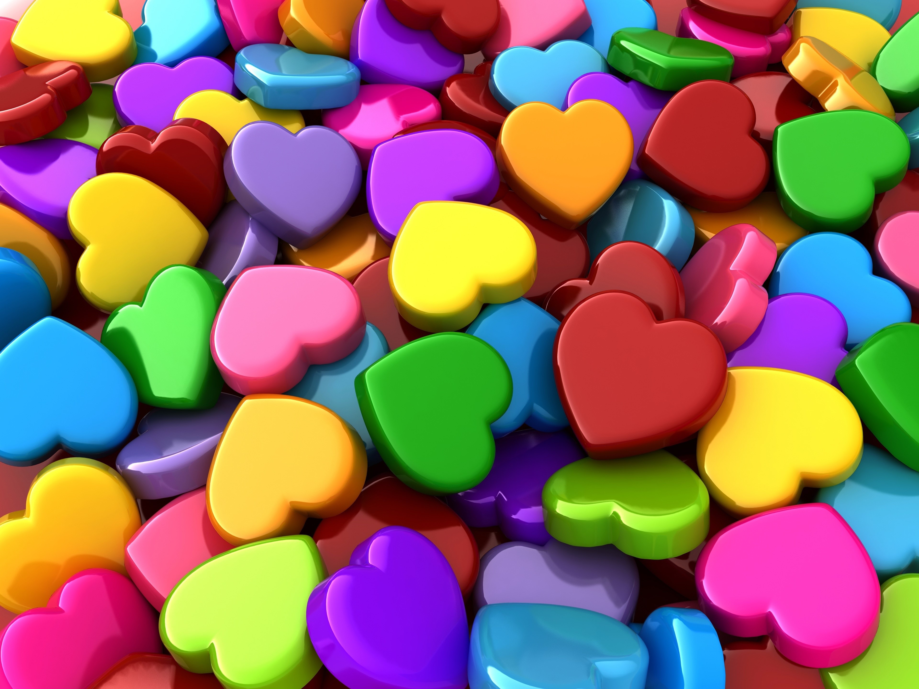 Multicolor Heart Texture 4K HD Wallpaper