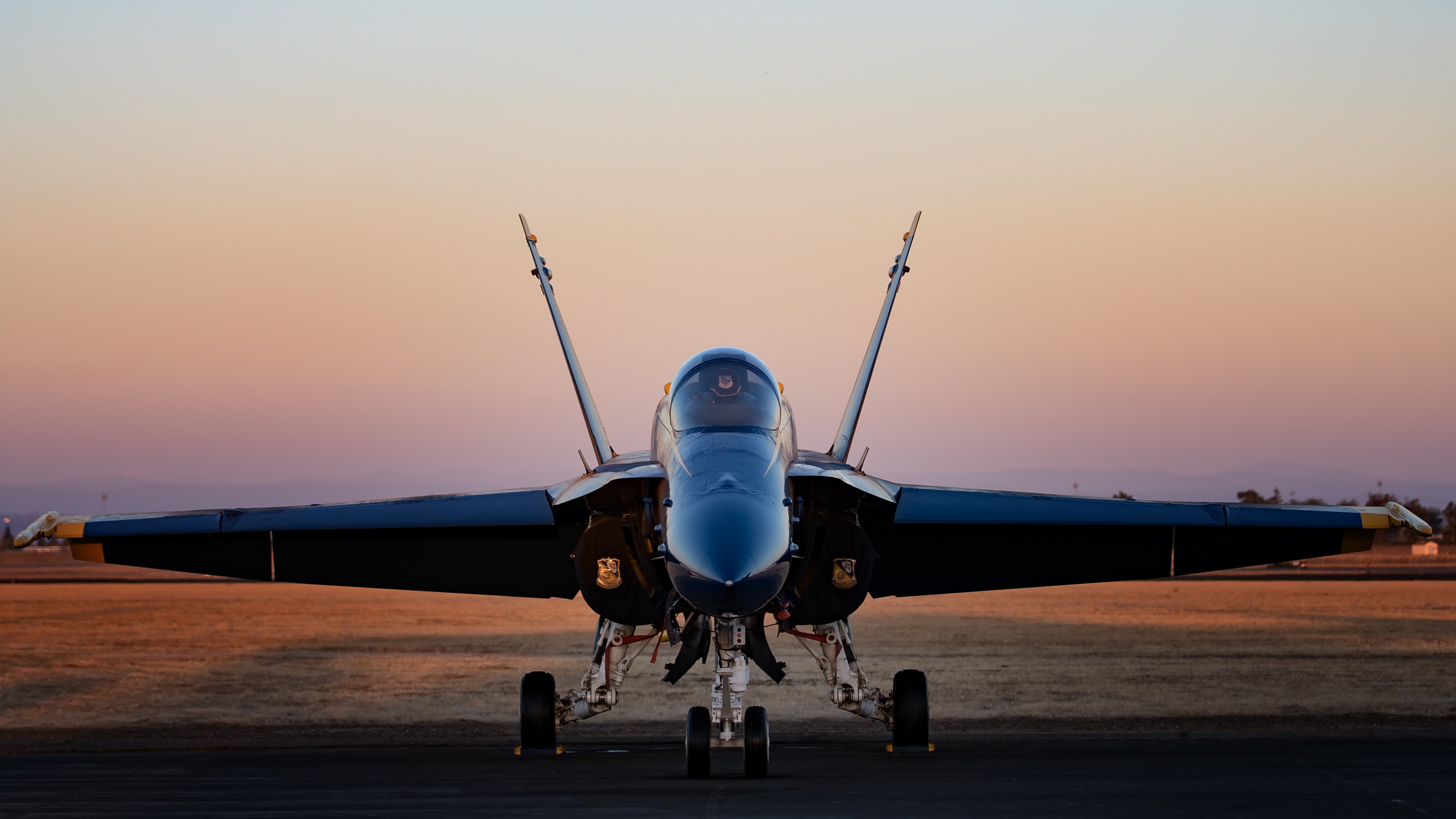 Fighter Airplane on Tarmac at Sunset HD Wallpaper