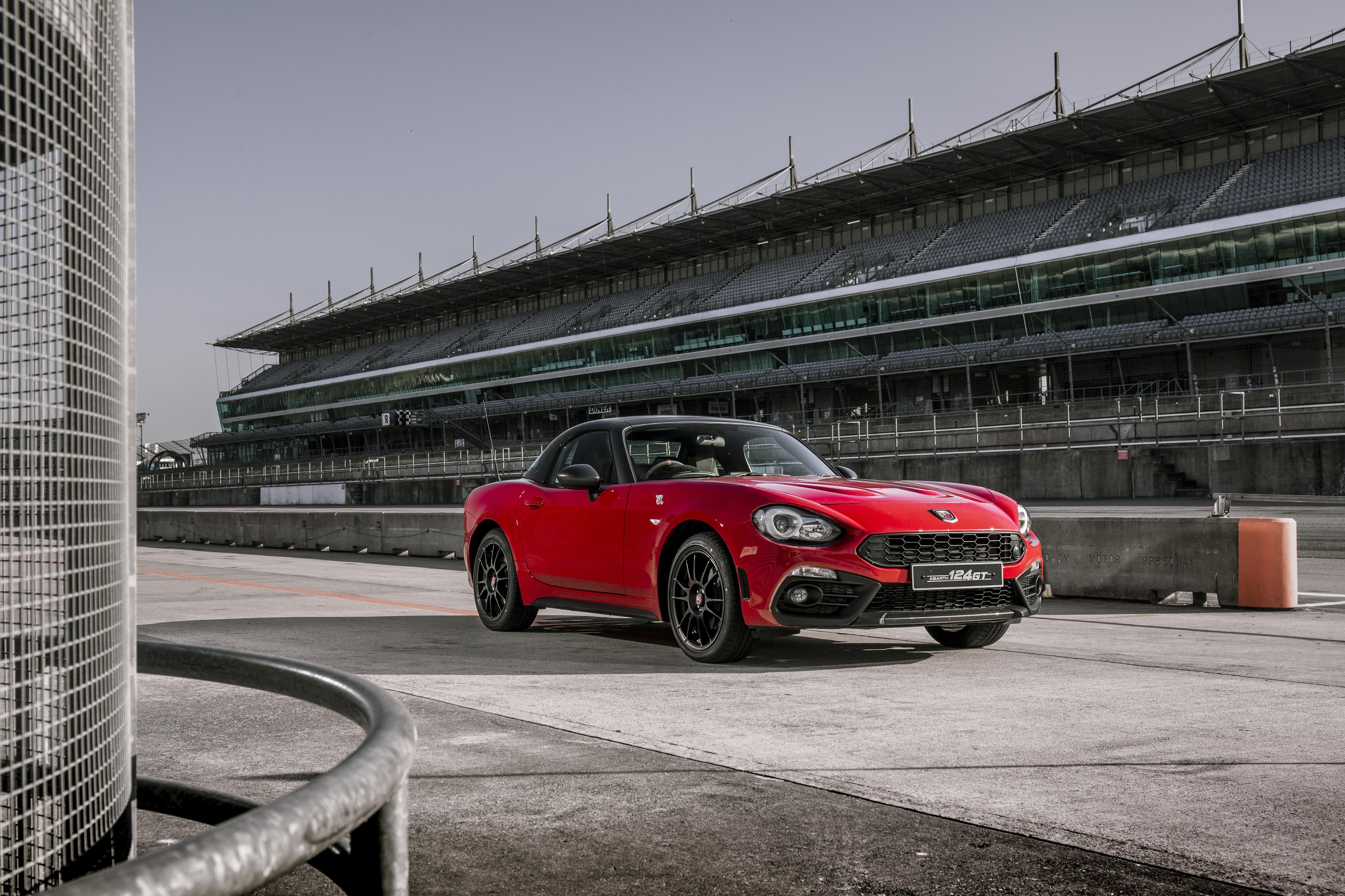 Red Abarth 2018 124 GT on a Race Track HD Wallpaper