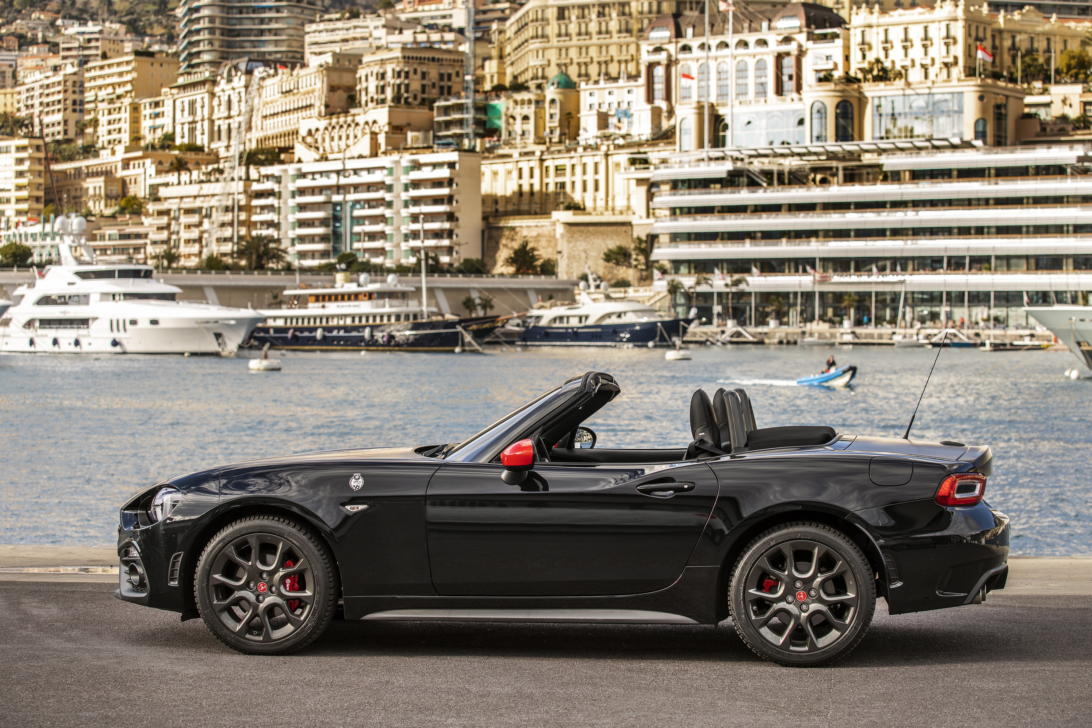 Black Abarth 124 Spider 70esimo Anniversario Cabriolet HD Wallpaper