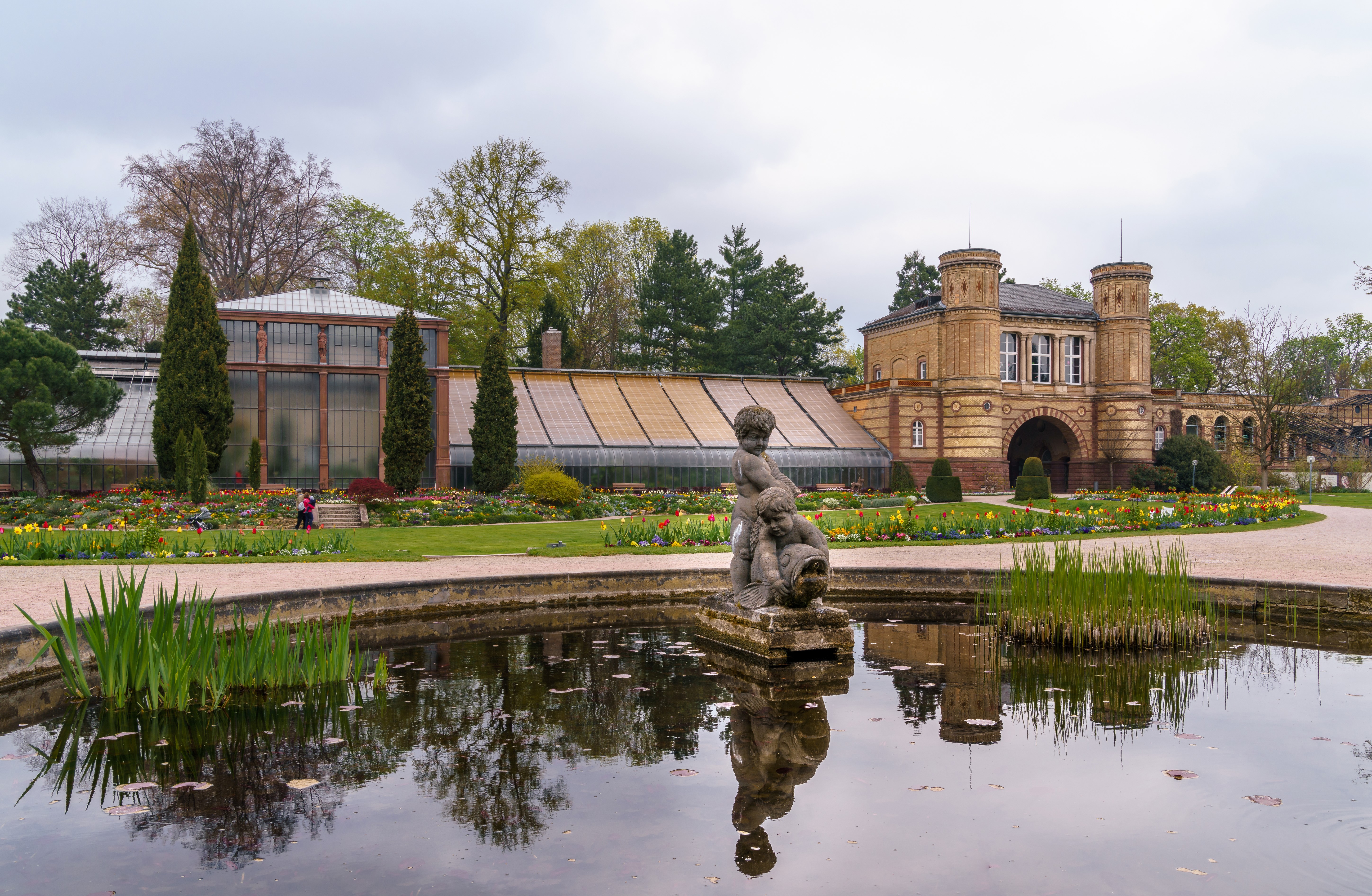 Botanischer Garten Karlsruhe Germany Fountain Sculpture HD Wallpaper