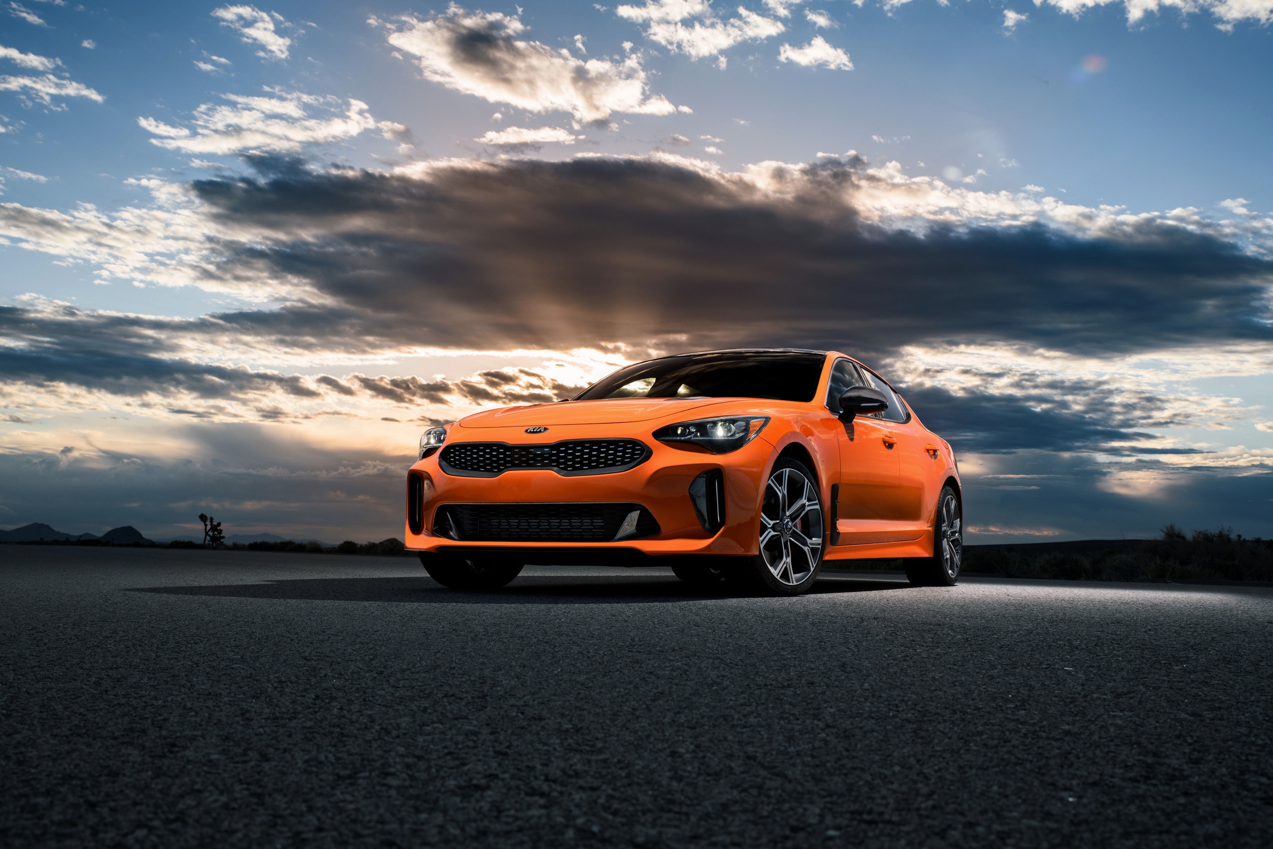 Orange 2020 KIA GTS Stinger HD Wallpaper