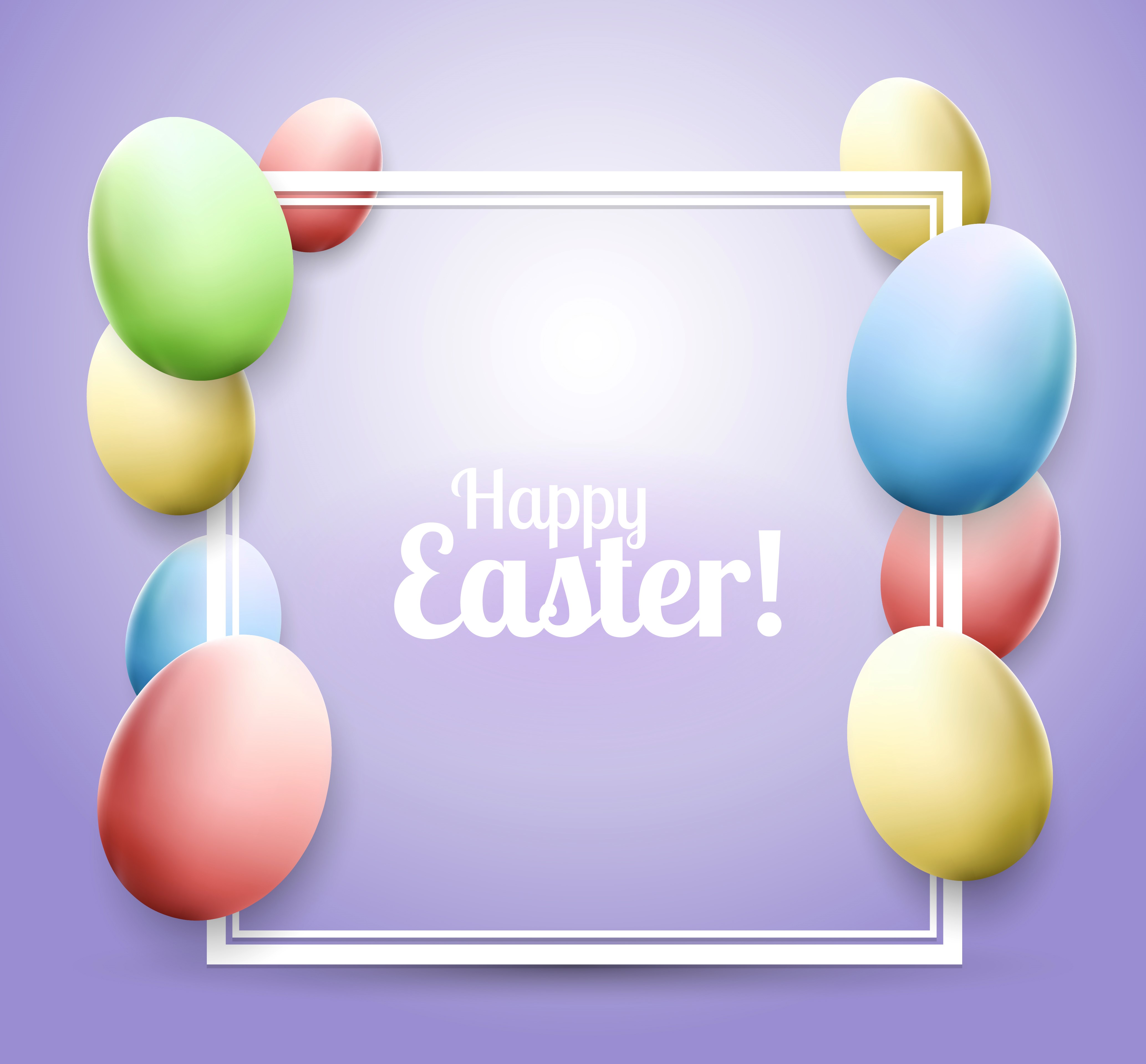 Happy Easter with Colorful Eggs HD Wallpaper