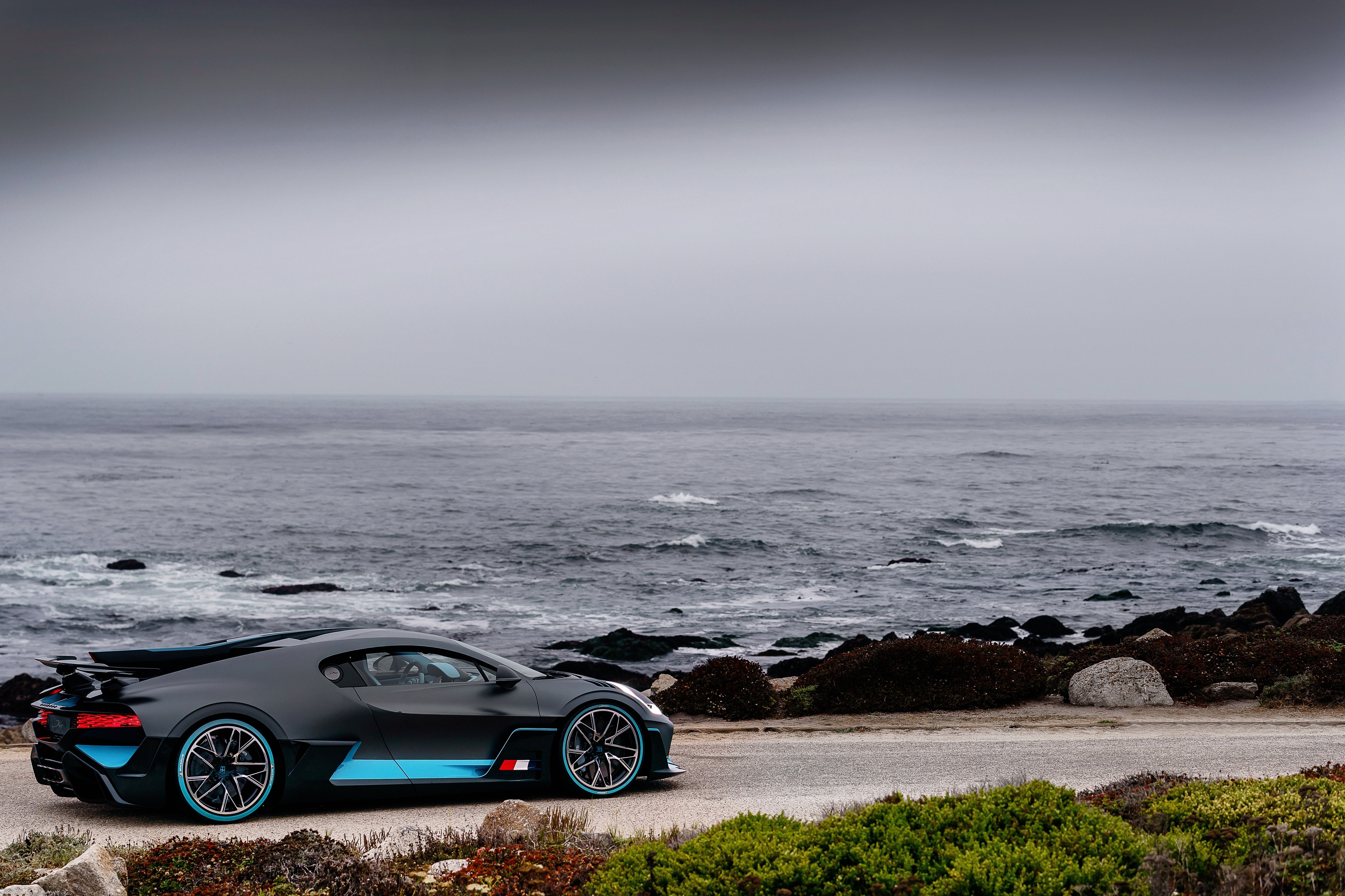 Bugatti Divo on a Coastal Road HD Wallpaper