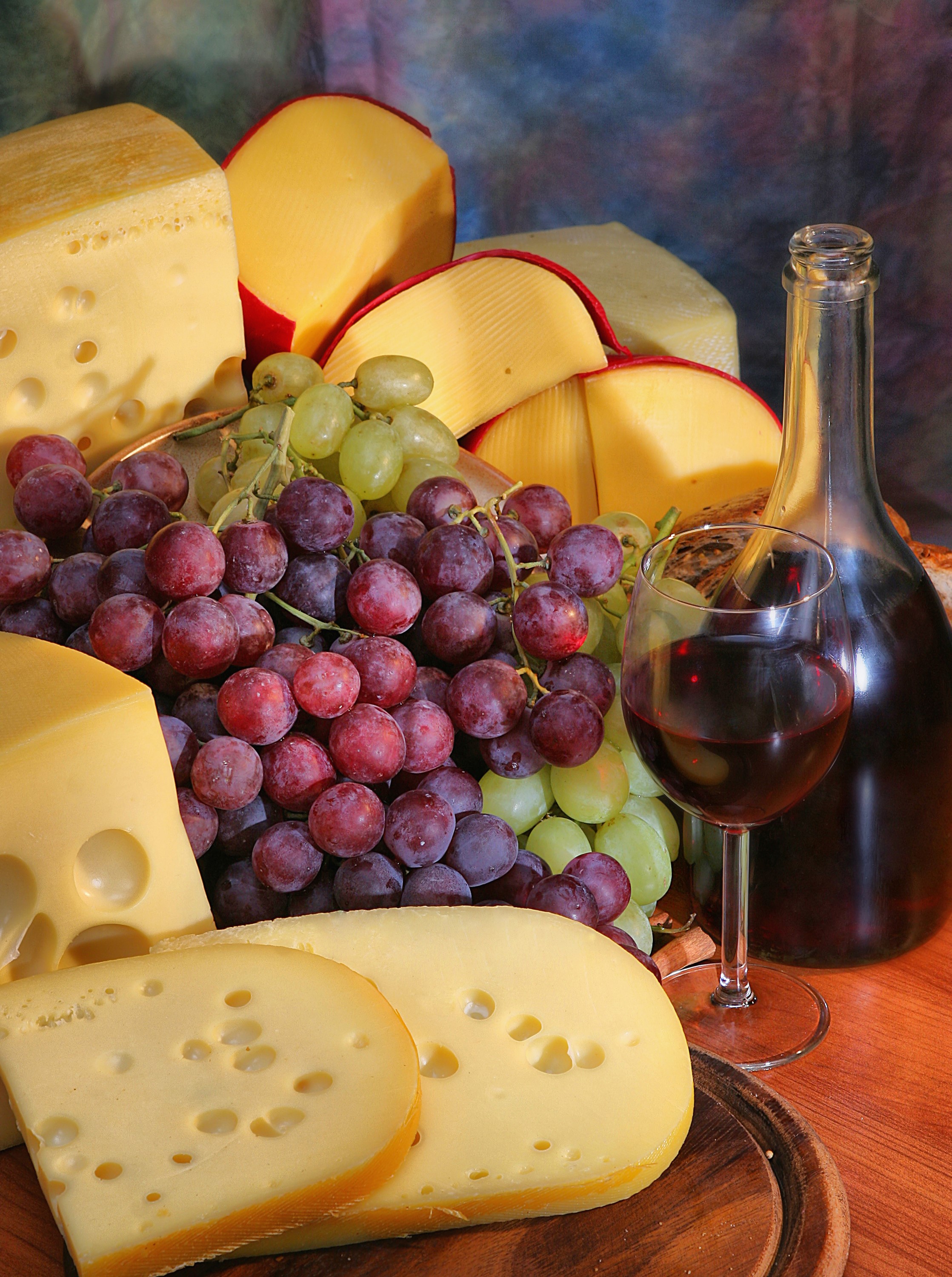 Cheese, Grapes, Wine Bottle, and Glass HD Phone Wallpaper