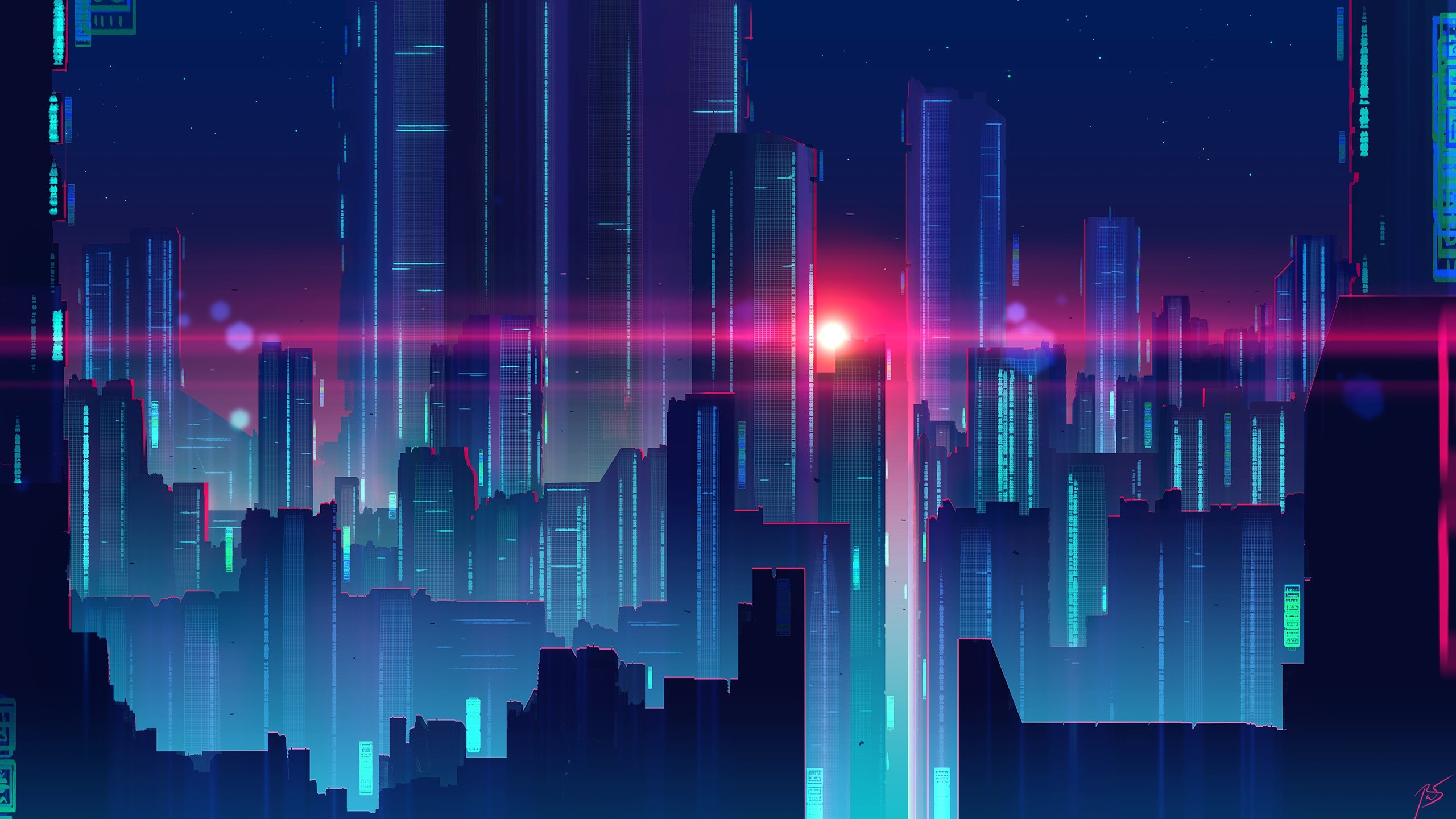 Synthwave cityscape by Joey Jazz HD Wallpaper