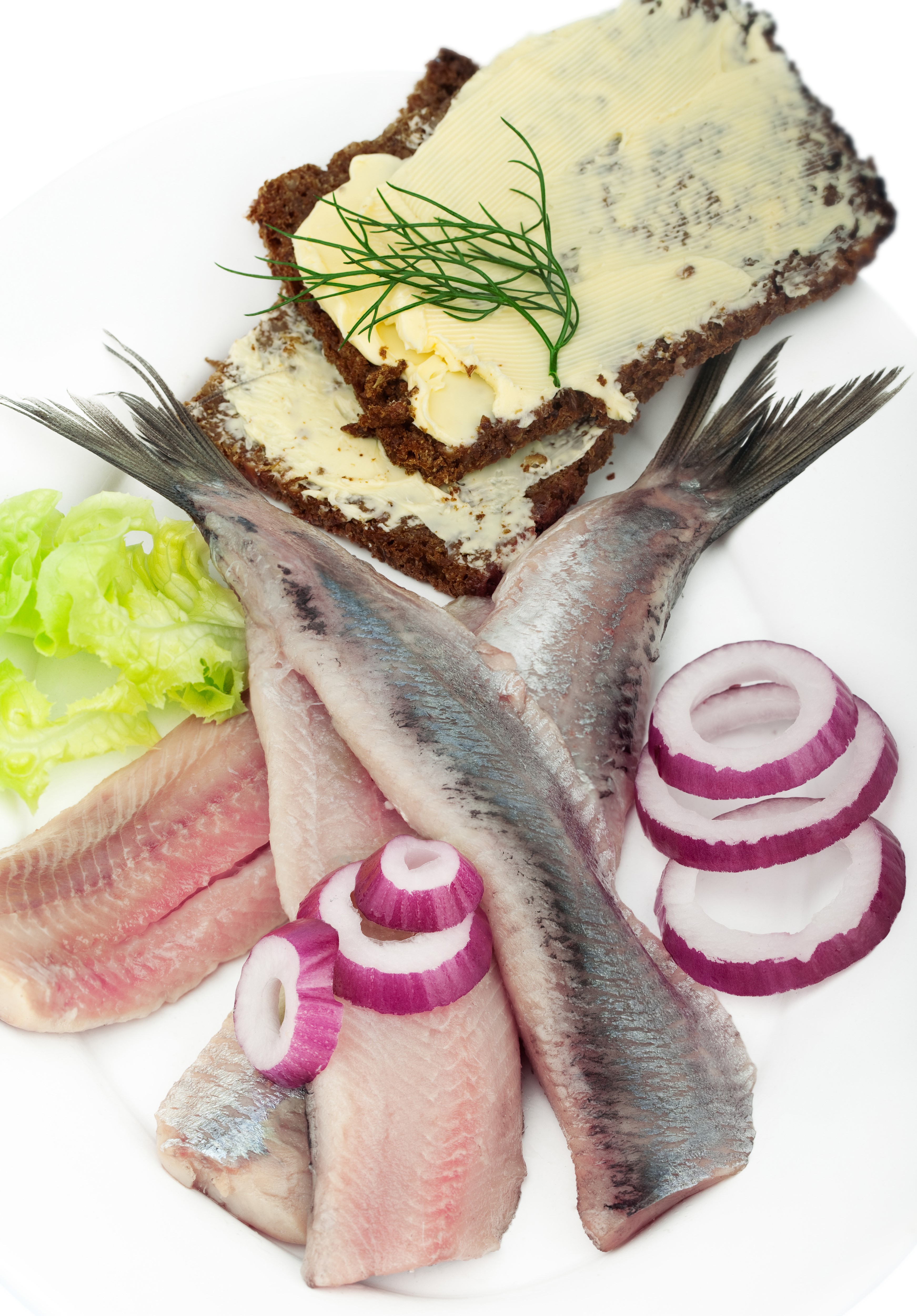 Fresh Herring Fillets with Rye Bread and Onion HD Phone Wallpaper