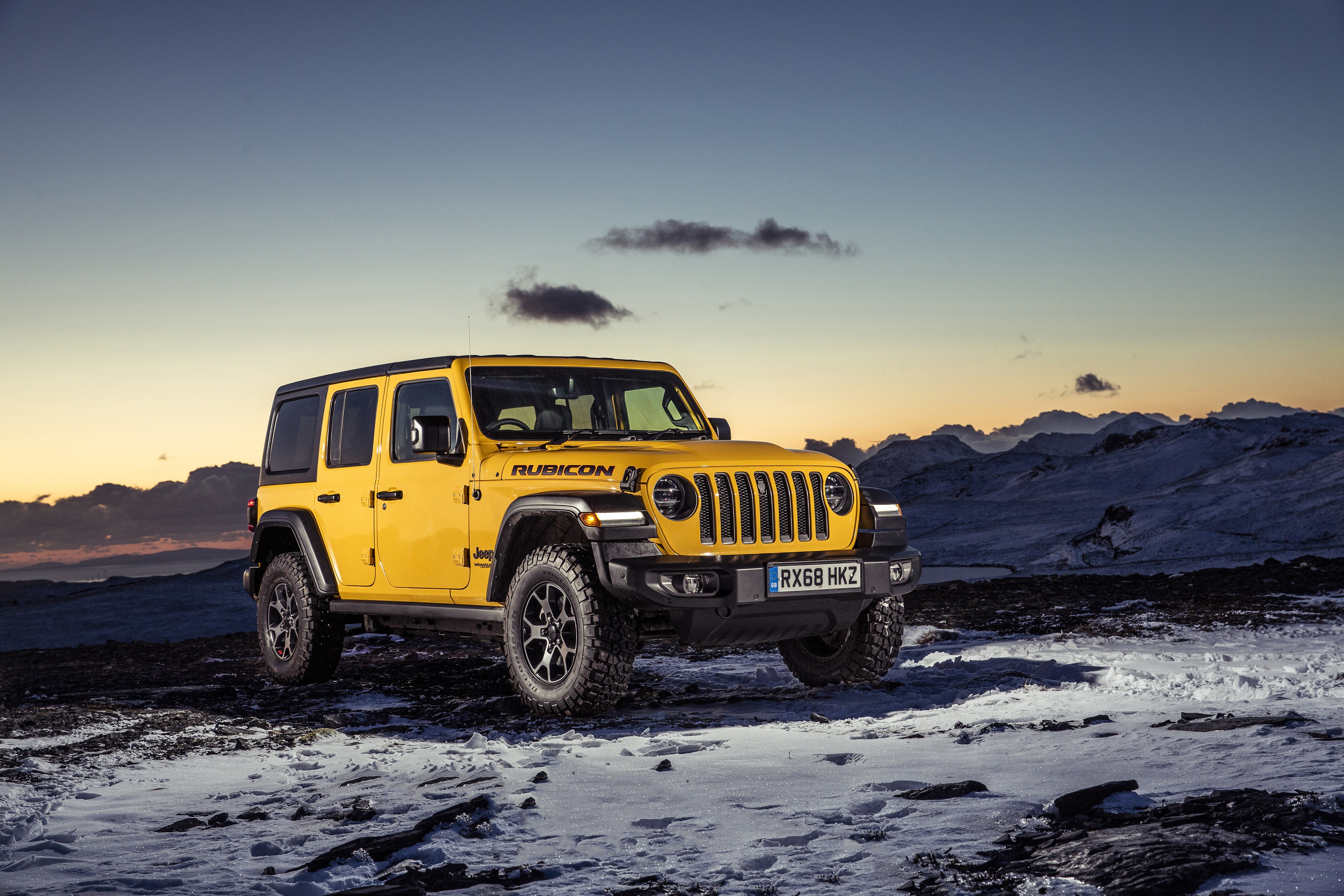 Yellow 2019 Jeep Wrangler Unlimited Rubicon SUV HD Wallpaper