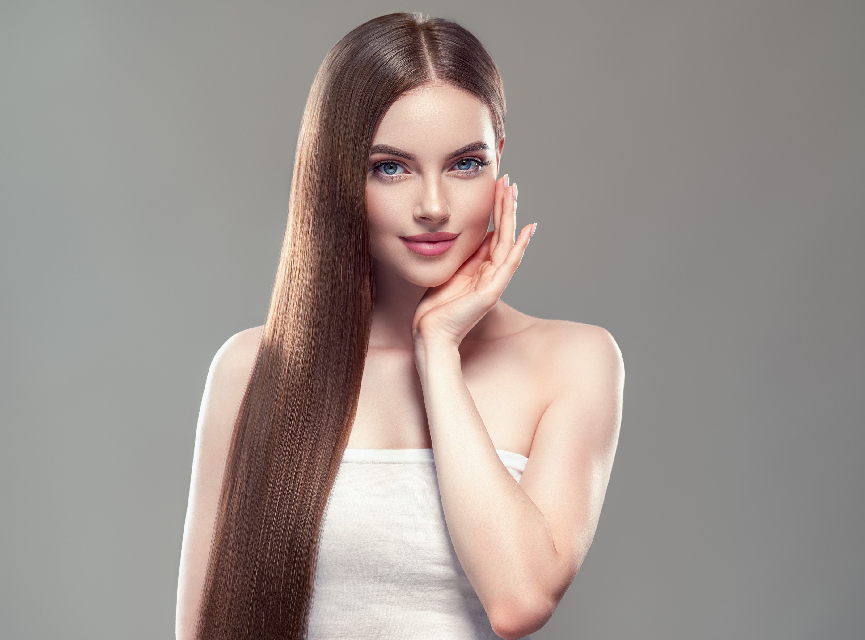Beautiful Woman with Long Brown Hair HD Wallpaper