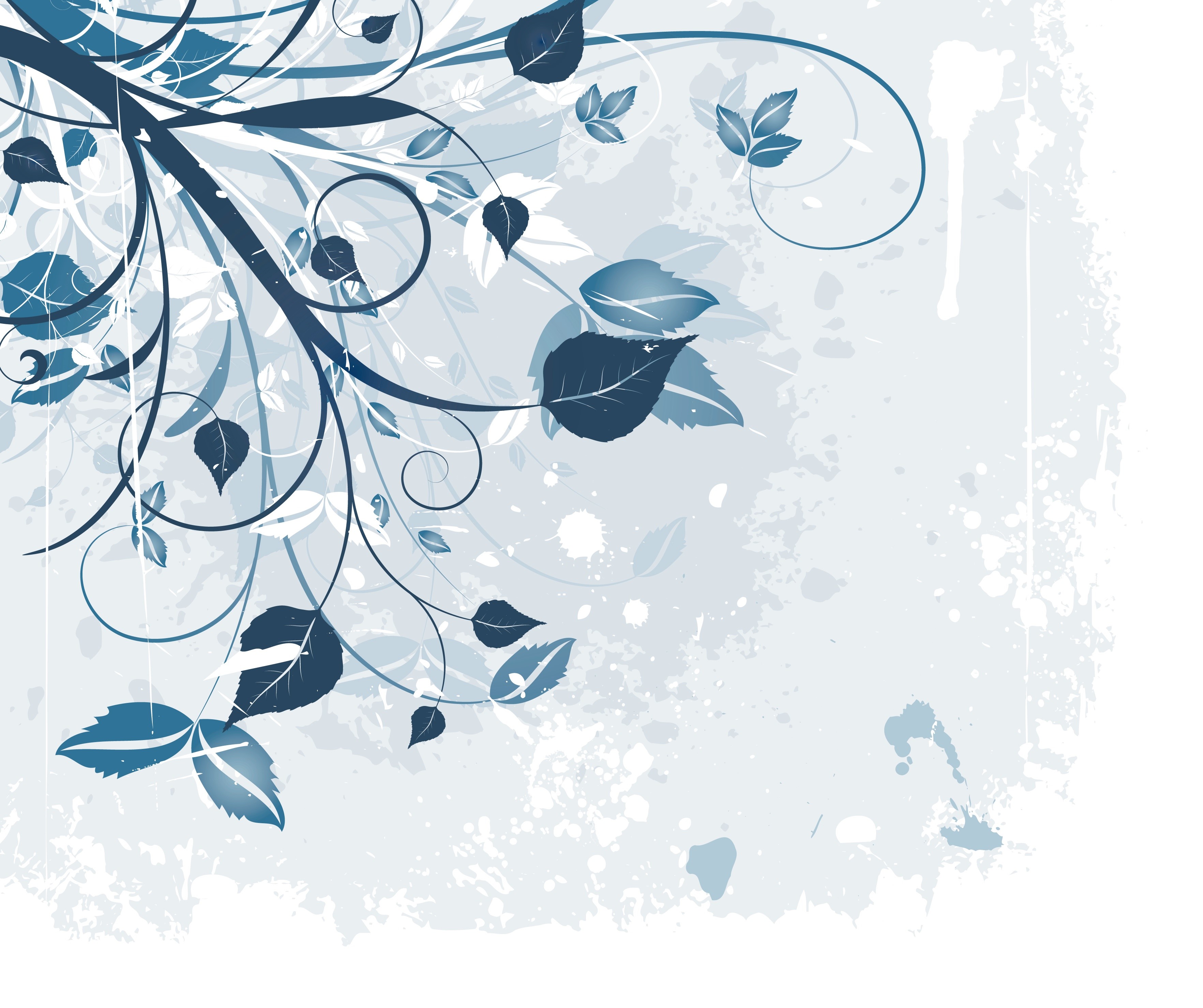 Blue floral and leaf grunge texture HD Wallpaper