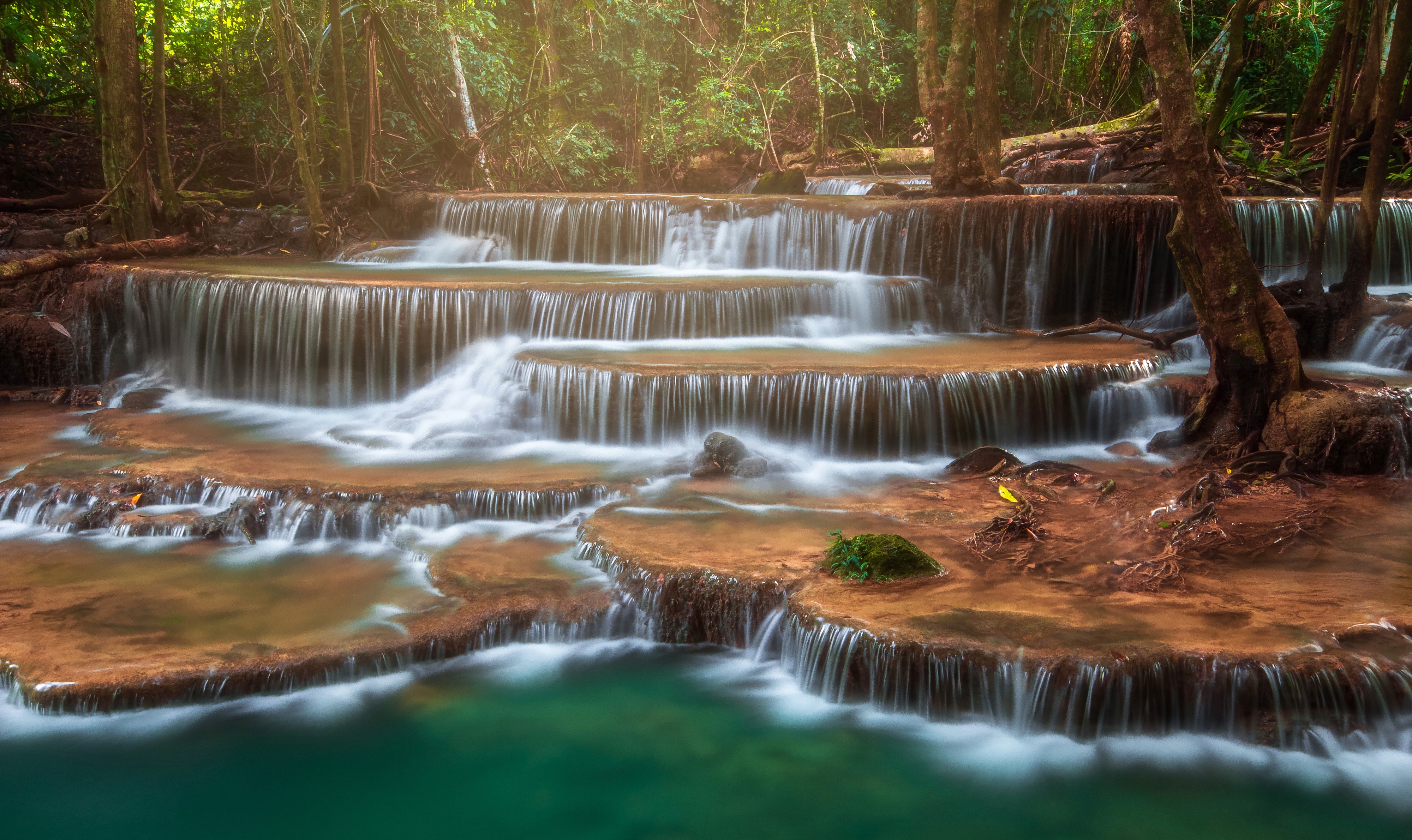 4K Huay Mae Khamin Waterfall Thailand Tropics HD Wallpaper