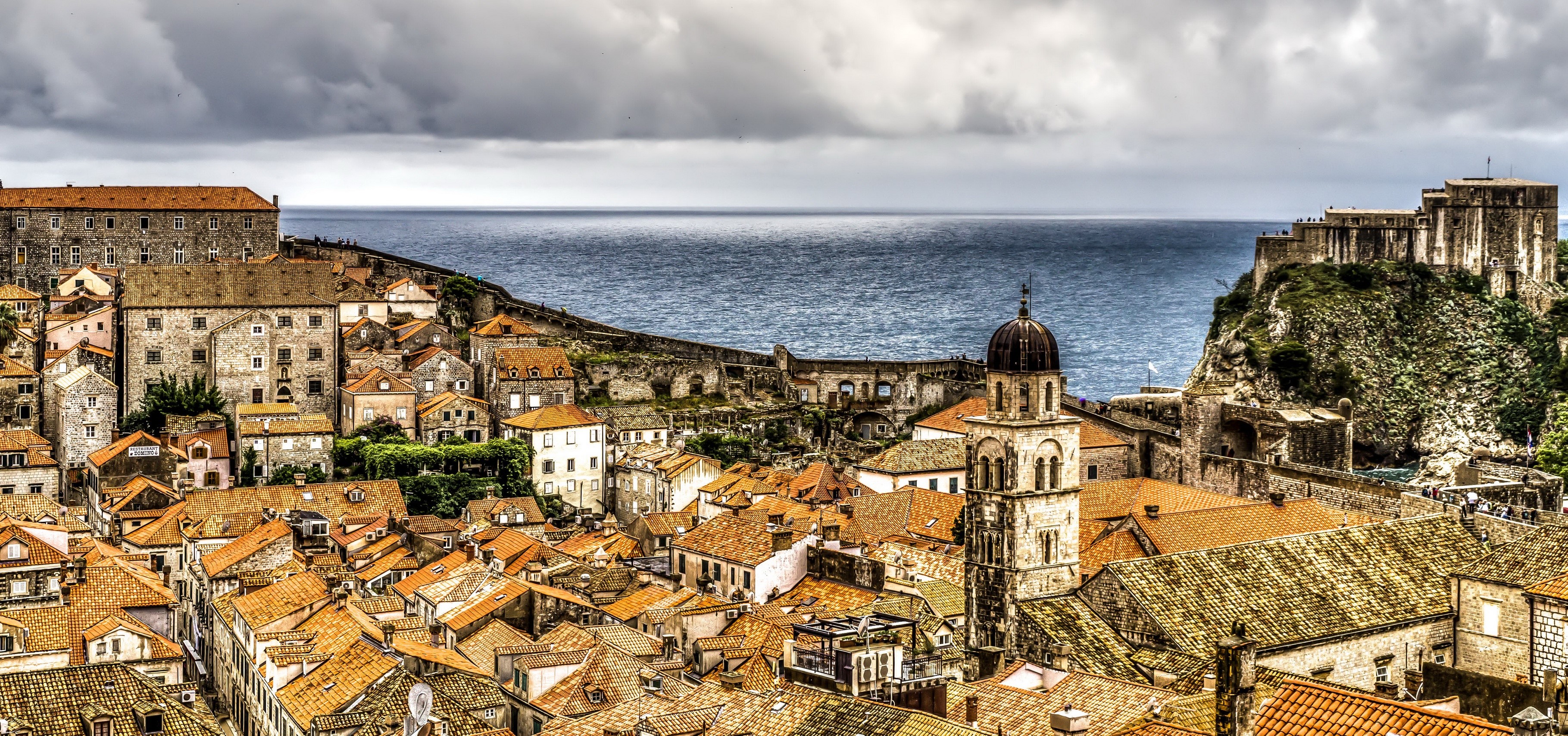 Dubrovnik, Croatia: Old Town Buildings and Fortifications by the Sea HD Wallpaper
