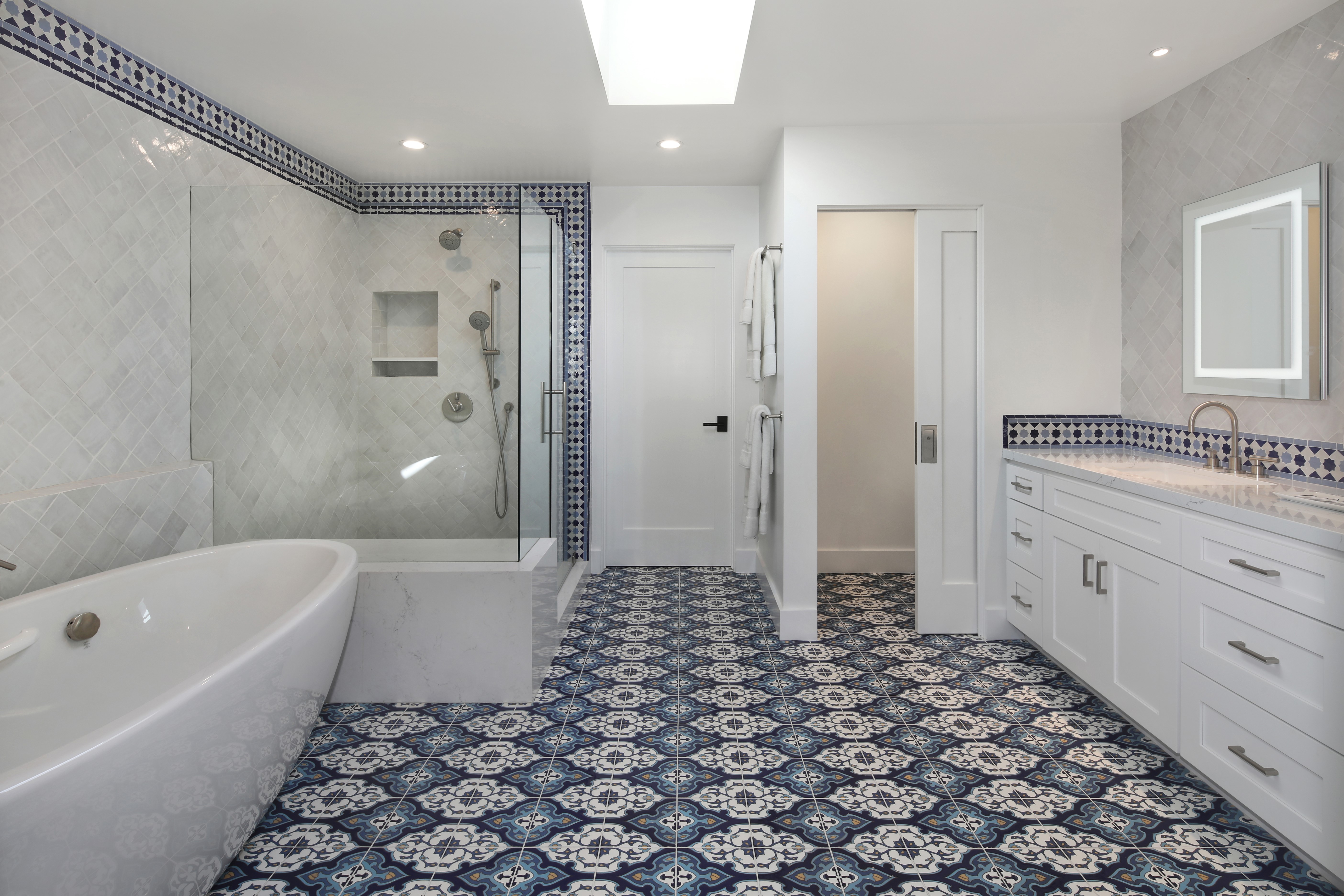 Modern Bathroom with Bathtub and Shower HD Wallpaper