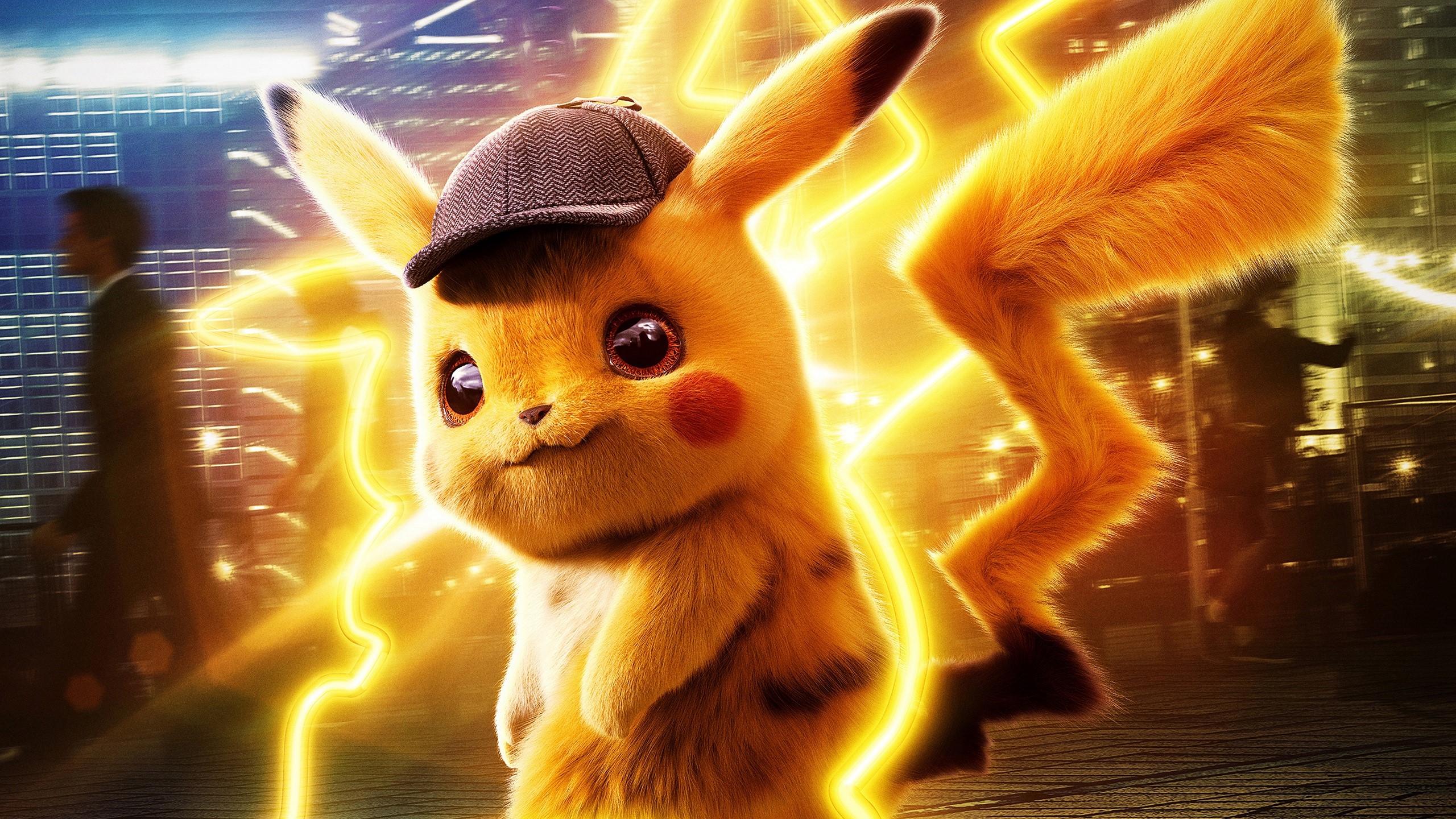 Detective Pikachu from Pokémon wearing a baseball cap HD Wallpaper