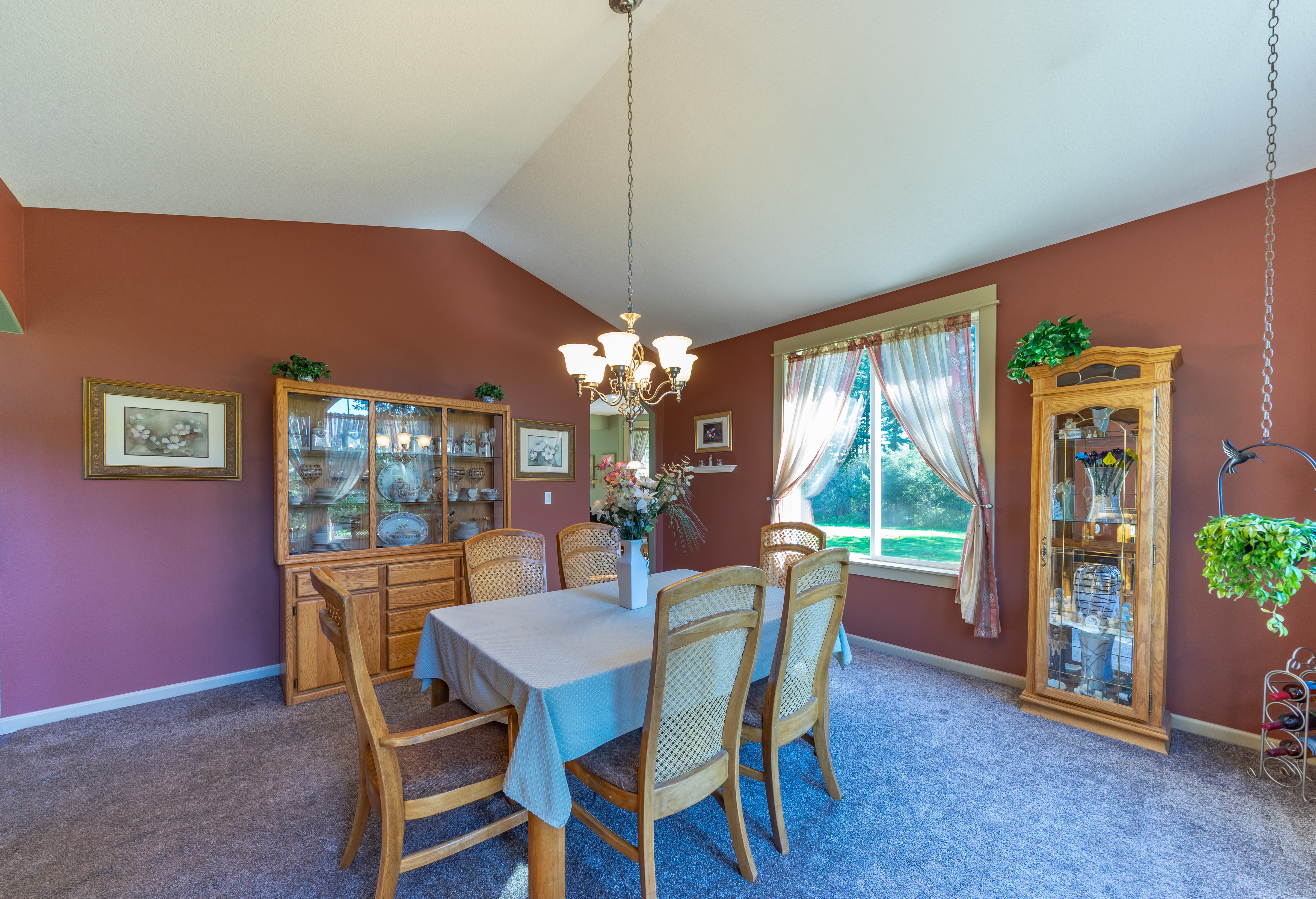 Dining Room with Table, Chairs, and China Cabinet HD Wallpaper