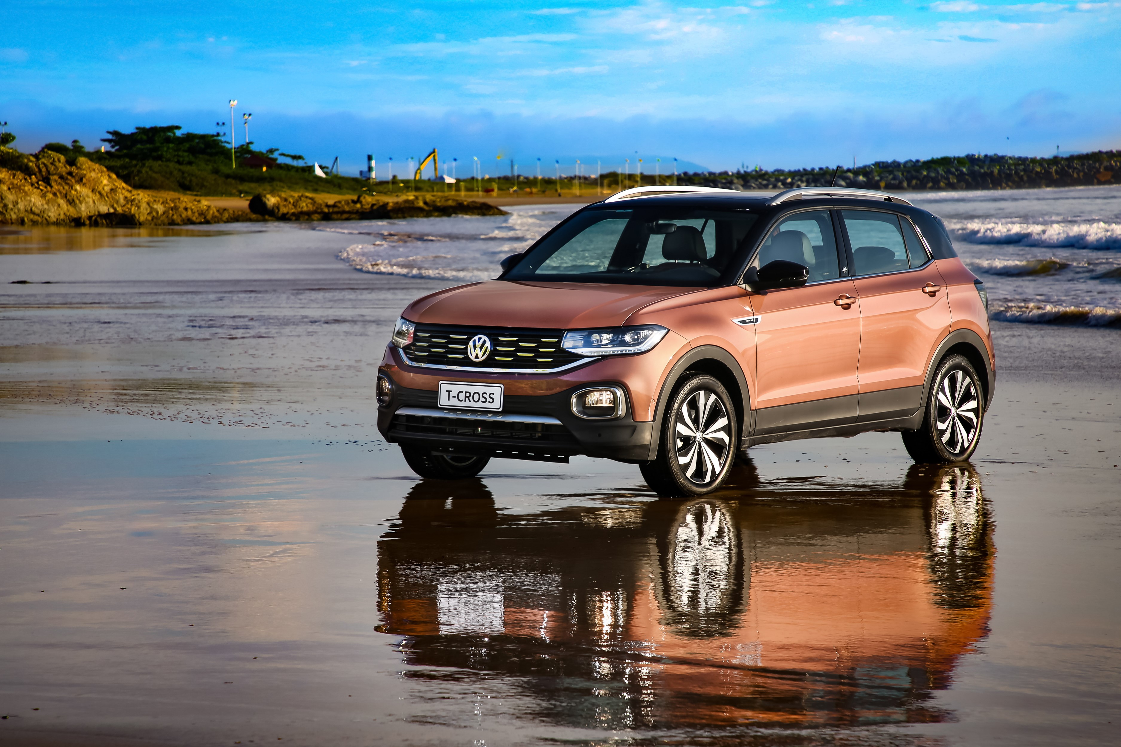 Volkswagen T-Cross 250 TSI Highline Latam on a beach HD Wallpaper