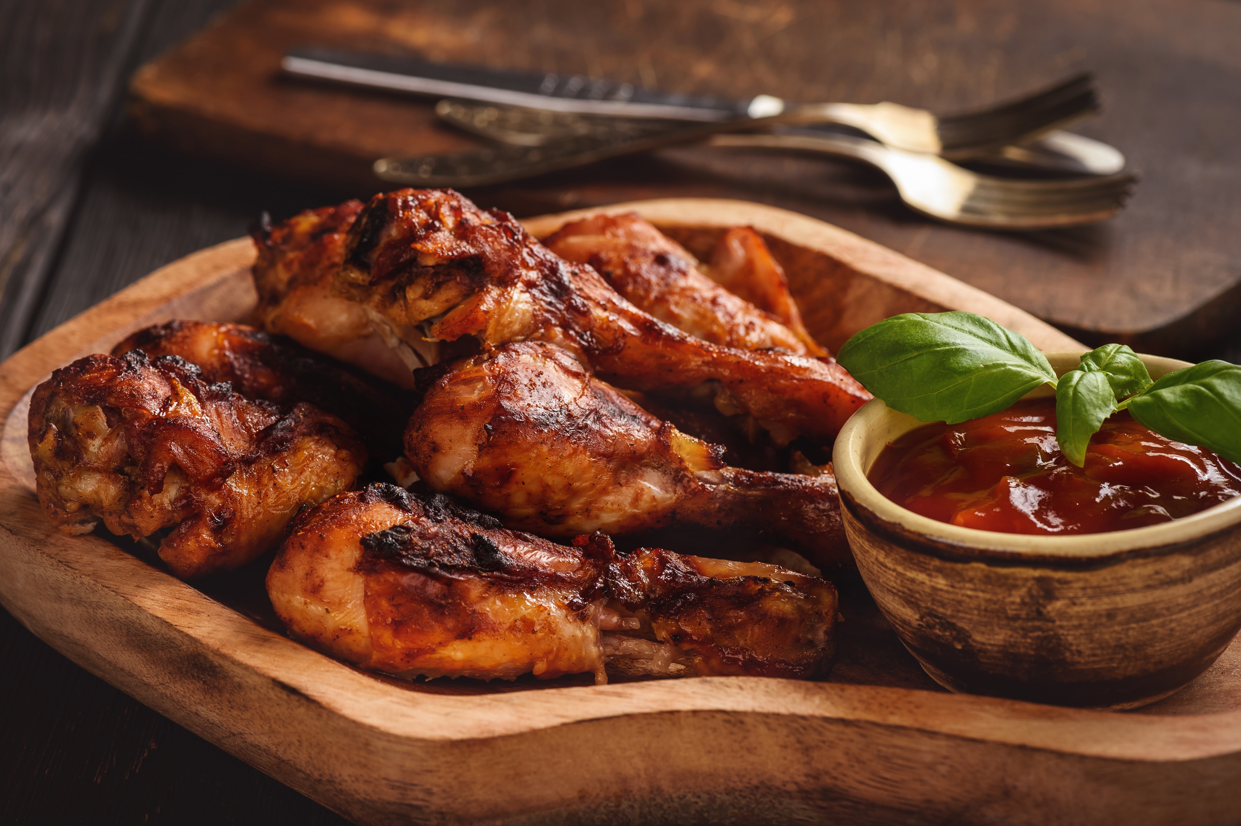 Roasted Chicken Drumsticks with Ketchup HD Wallpaper