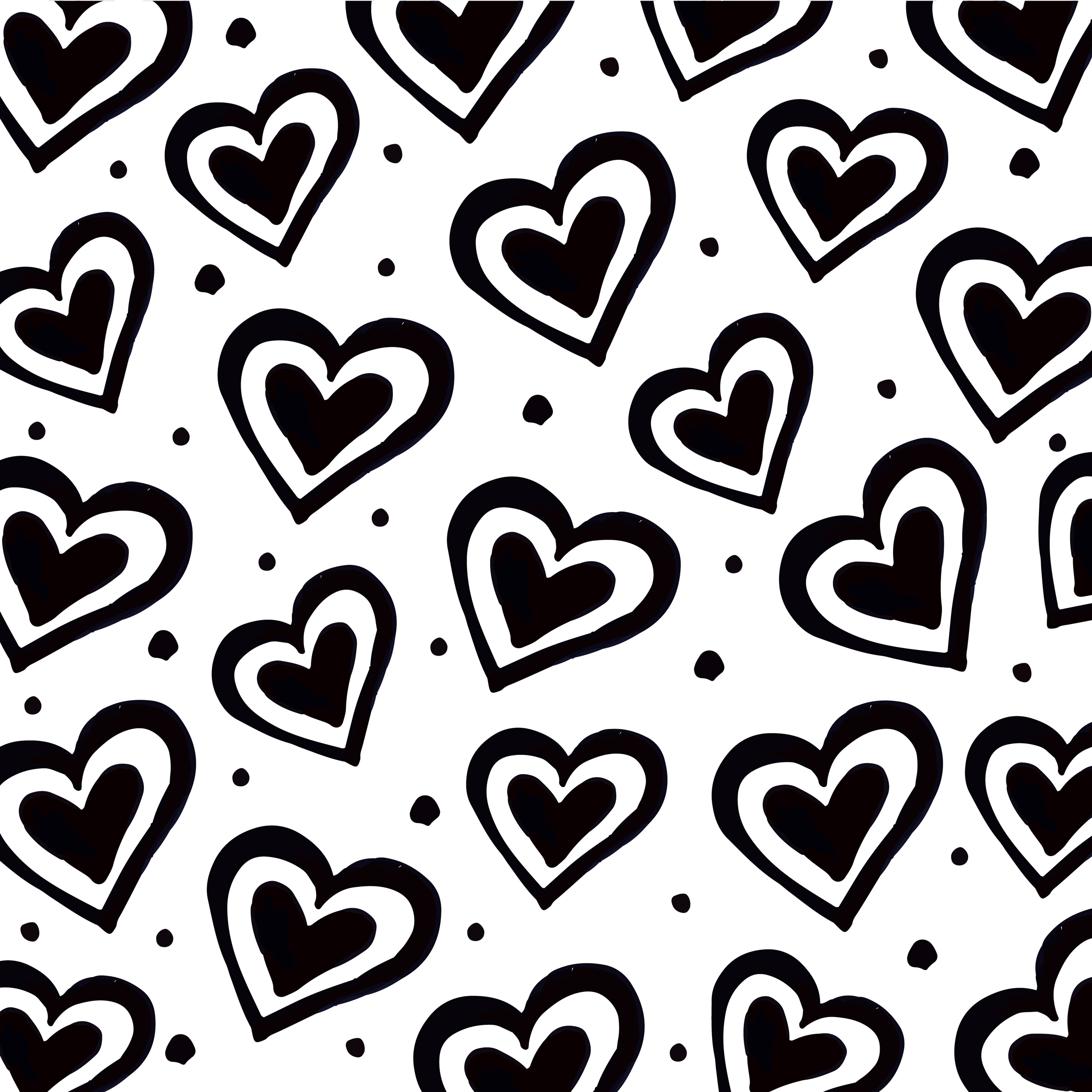 Black and white heart pattern HD Wallpaper