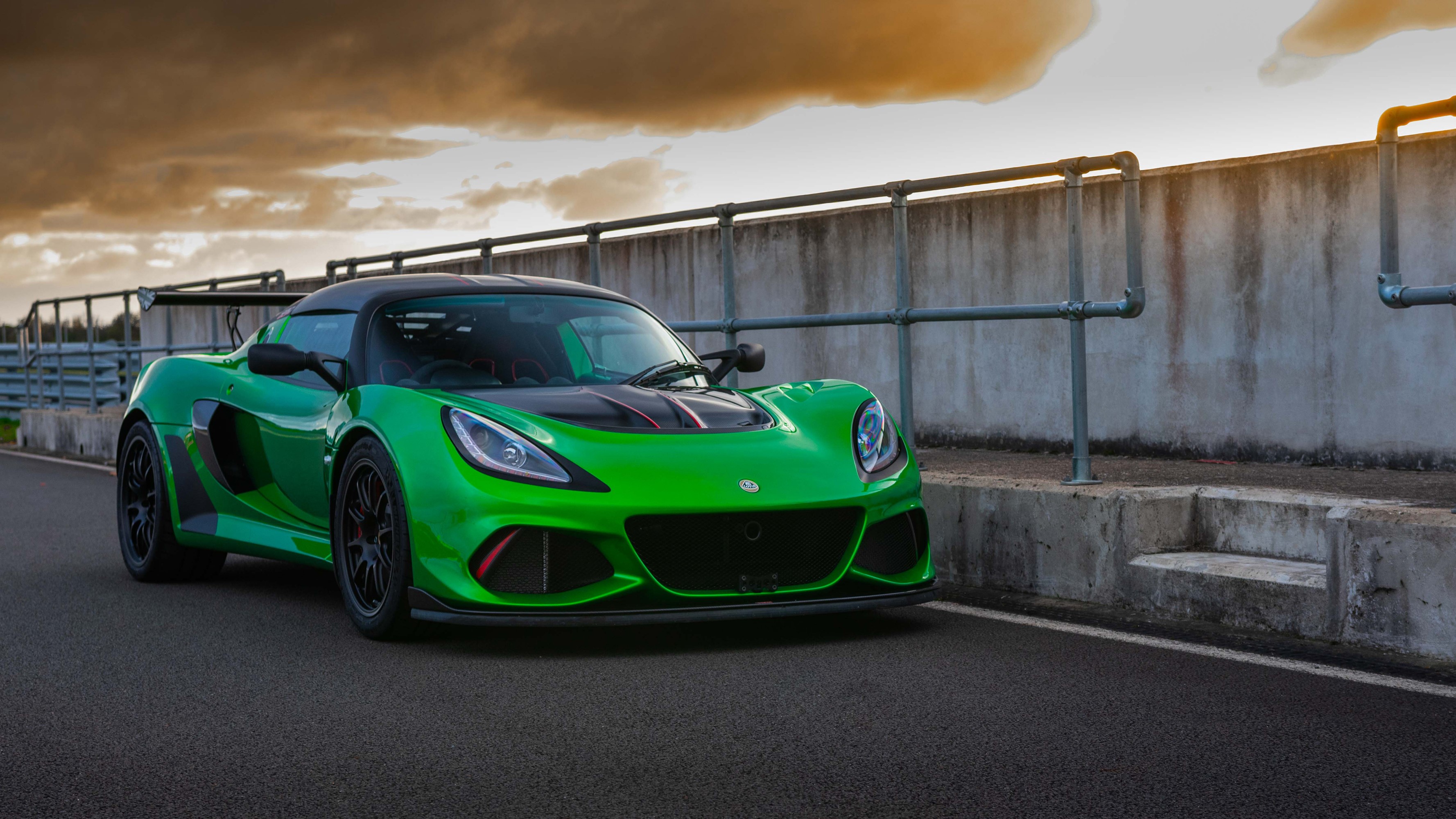 Green Lotus Exige Cup 430 on a Race Track HD Wallpaper