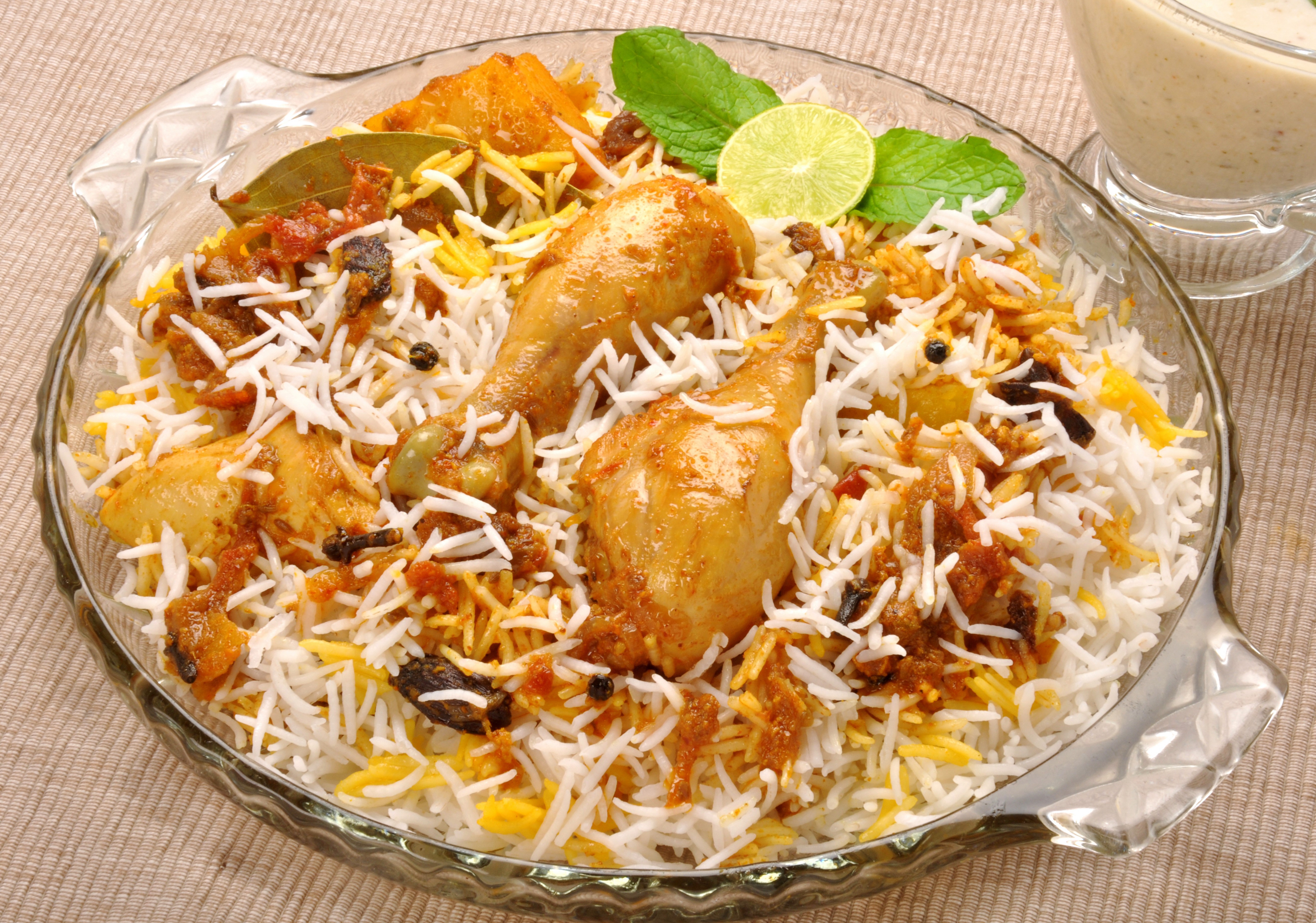 Chicken Biryani with Rice and Garnish HD Wallpaper