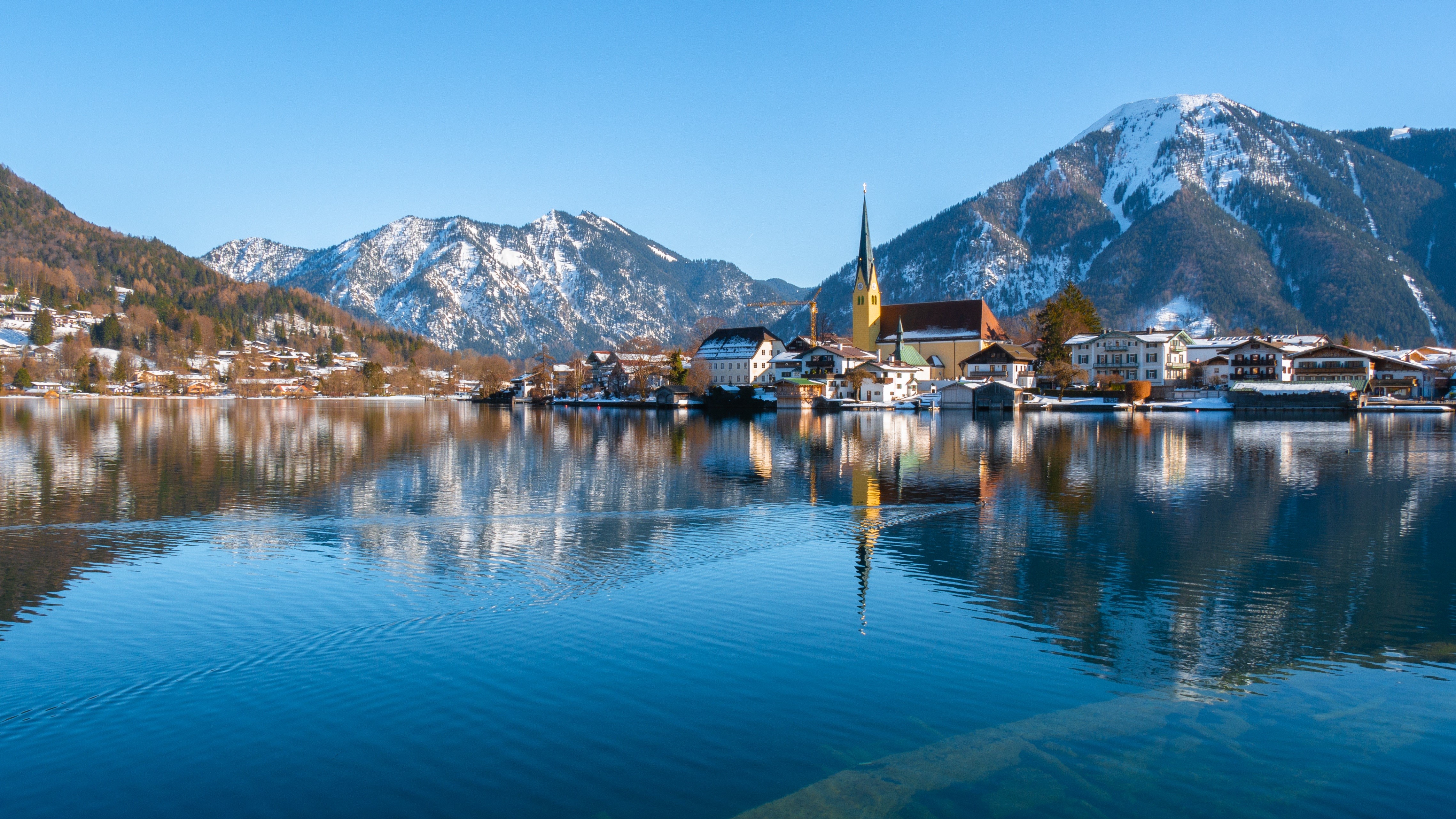 4K Tegernsee Rottach-Egern Germany Mountains Lake Bavaria HD Wallpaper