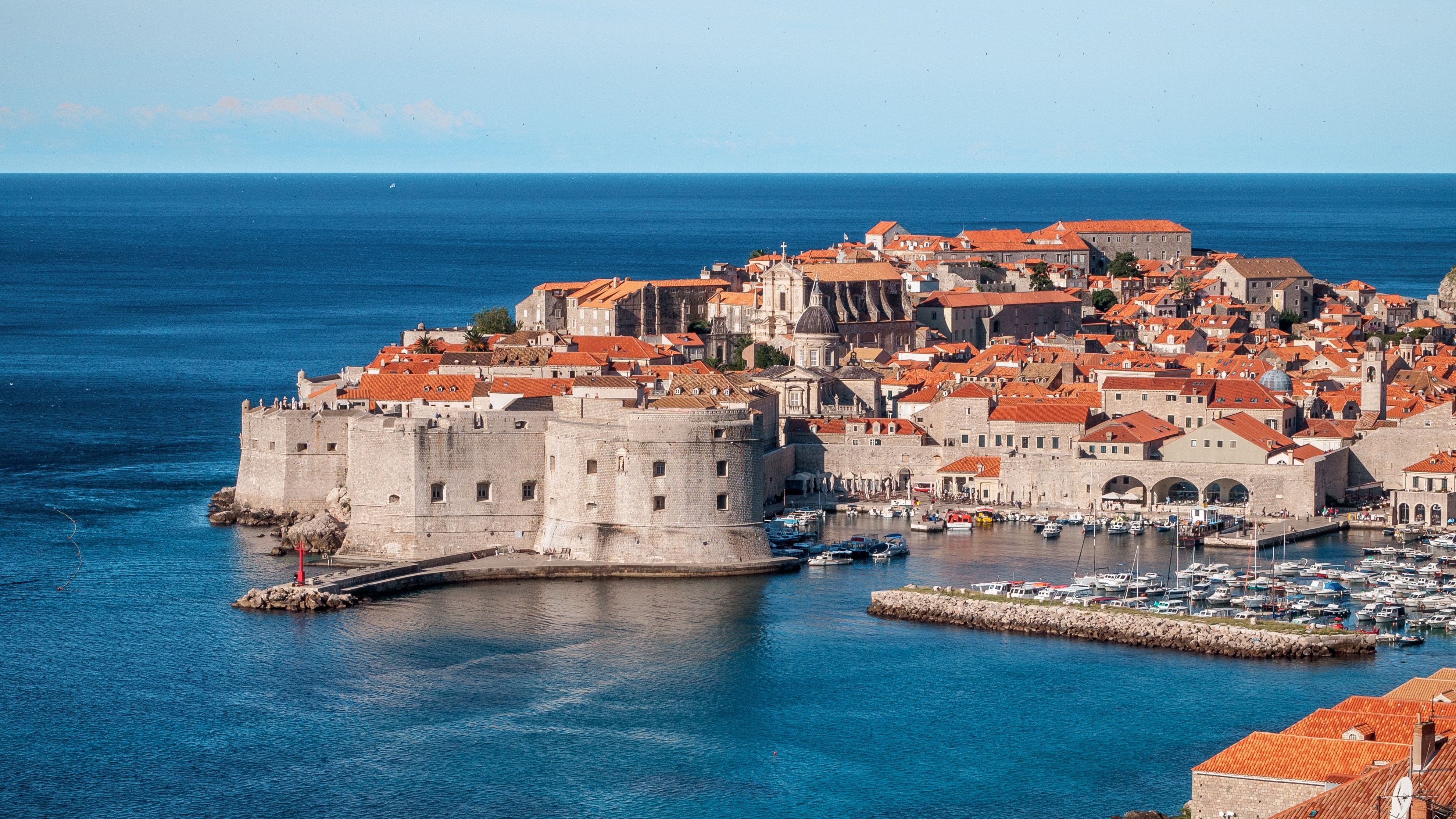 Dubrovnik, Croatia Coastline with Fortress and Harbor HD Wallpaper