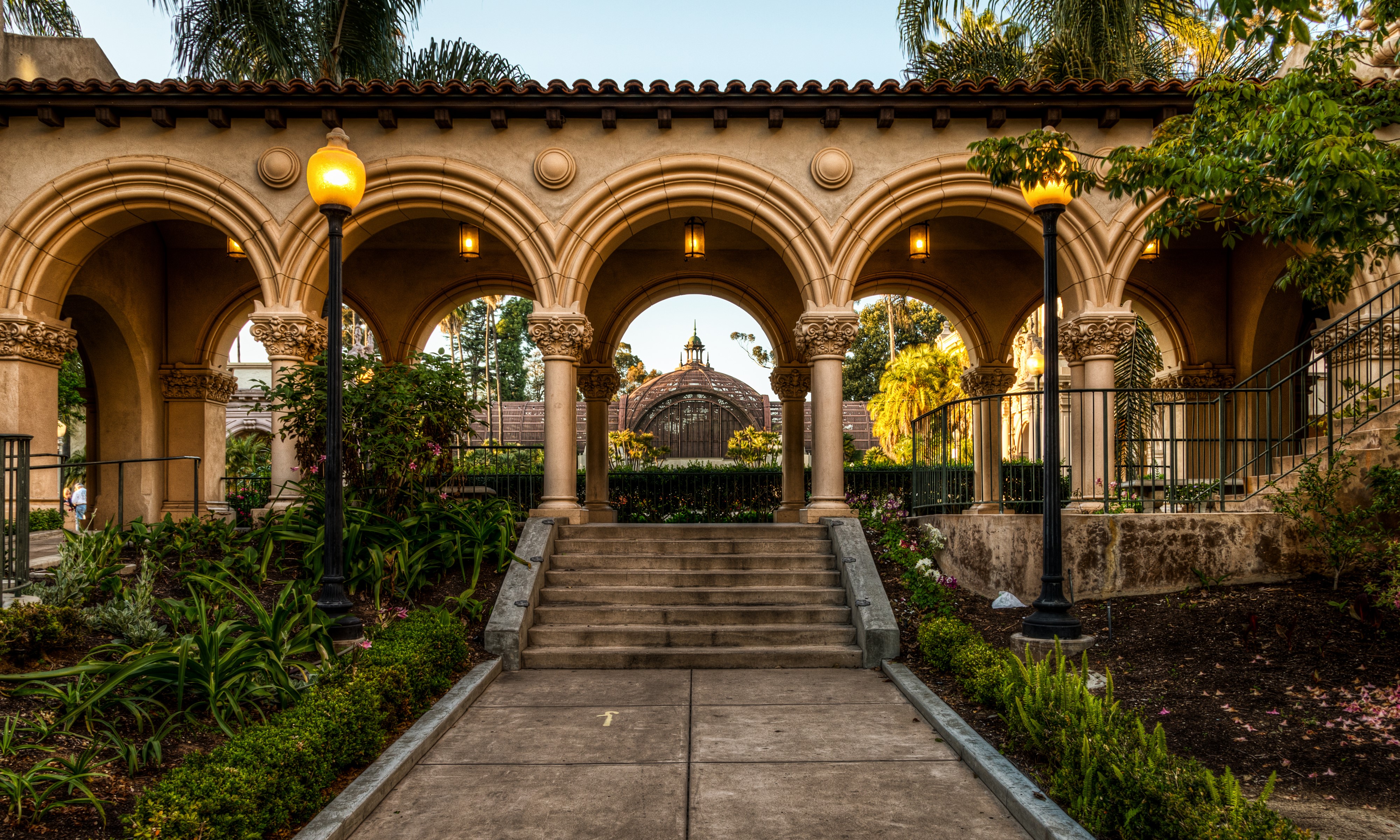 Balboa Park Arches and Gardens in San Diego, California HD Wallpaper