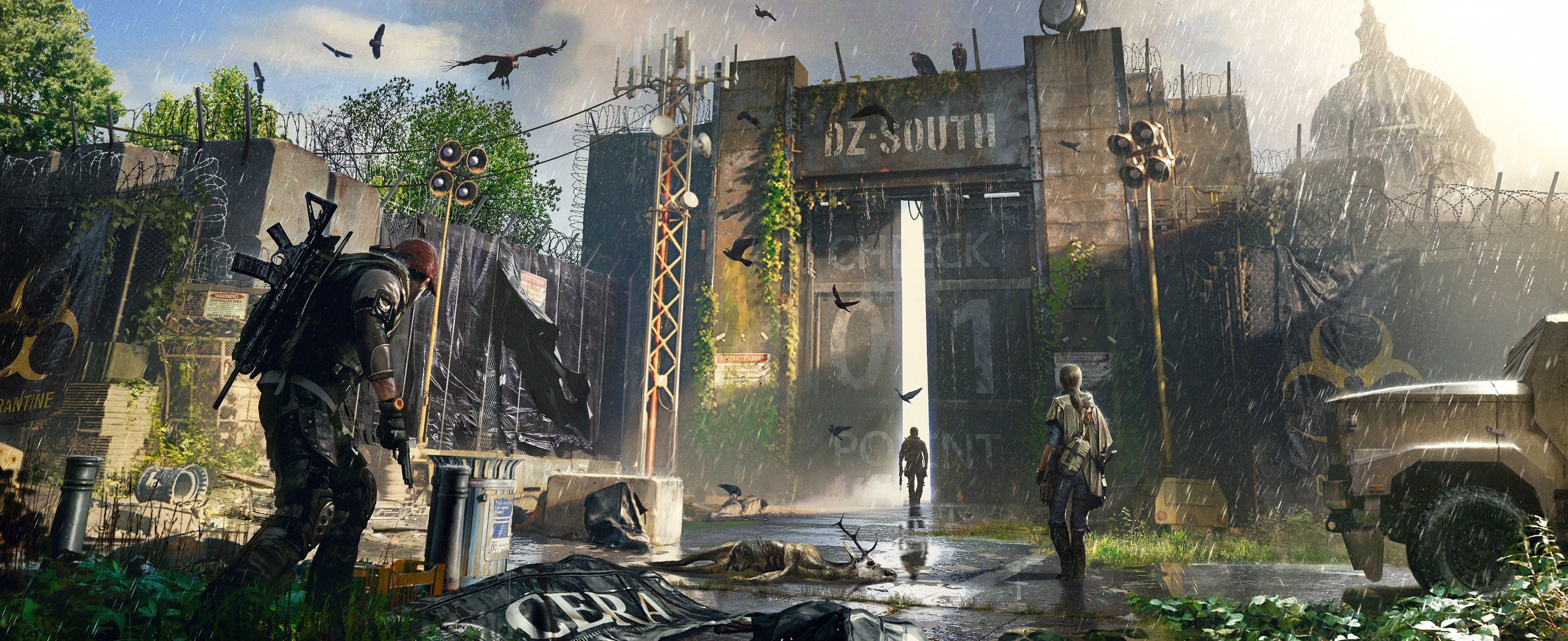 The Division 2 Dark Zone South Gate in Rain HD Wallpaper