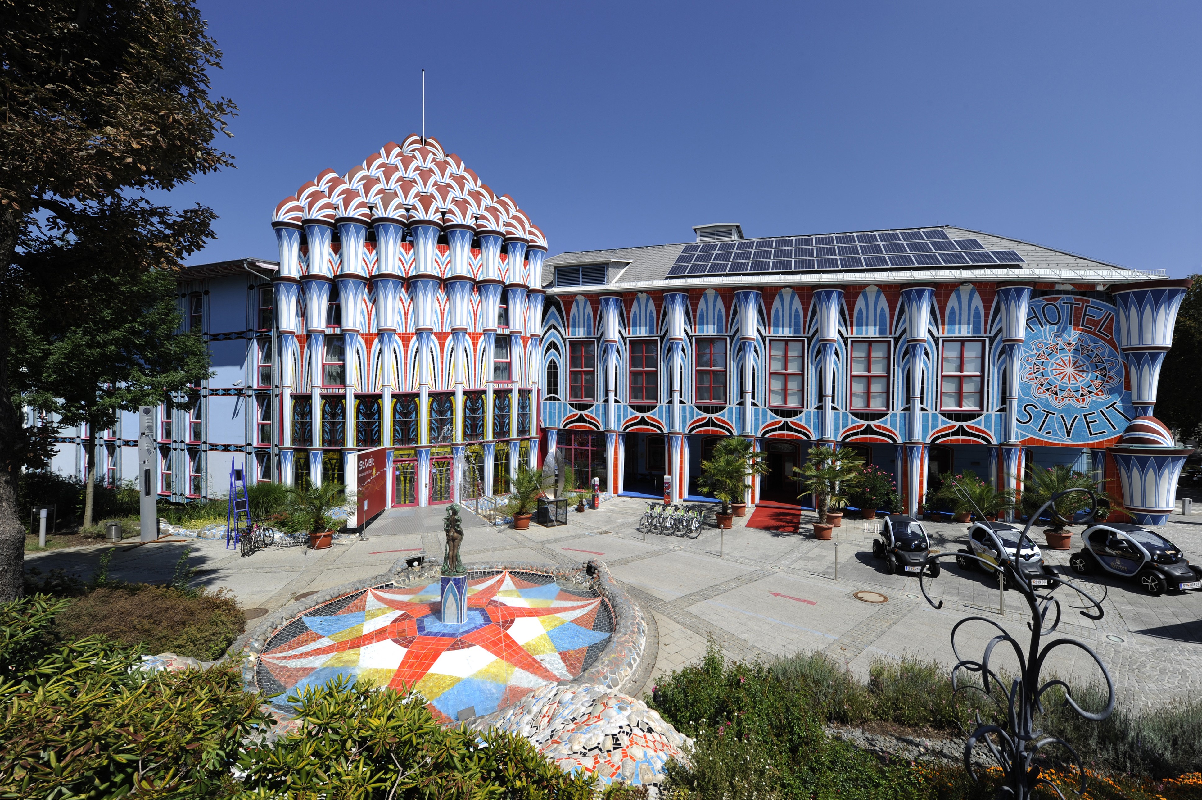 Hotel St. Veit with Fountain in Magdalensberg, Austria HD Wallpaper