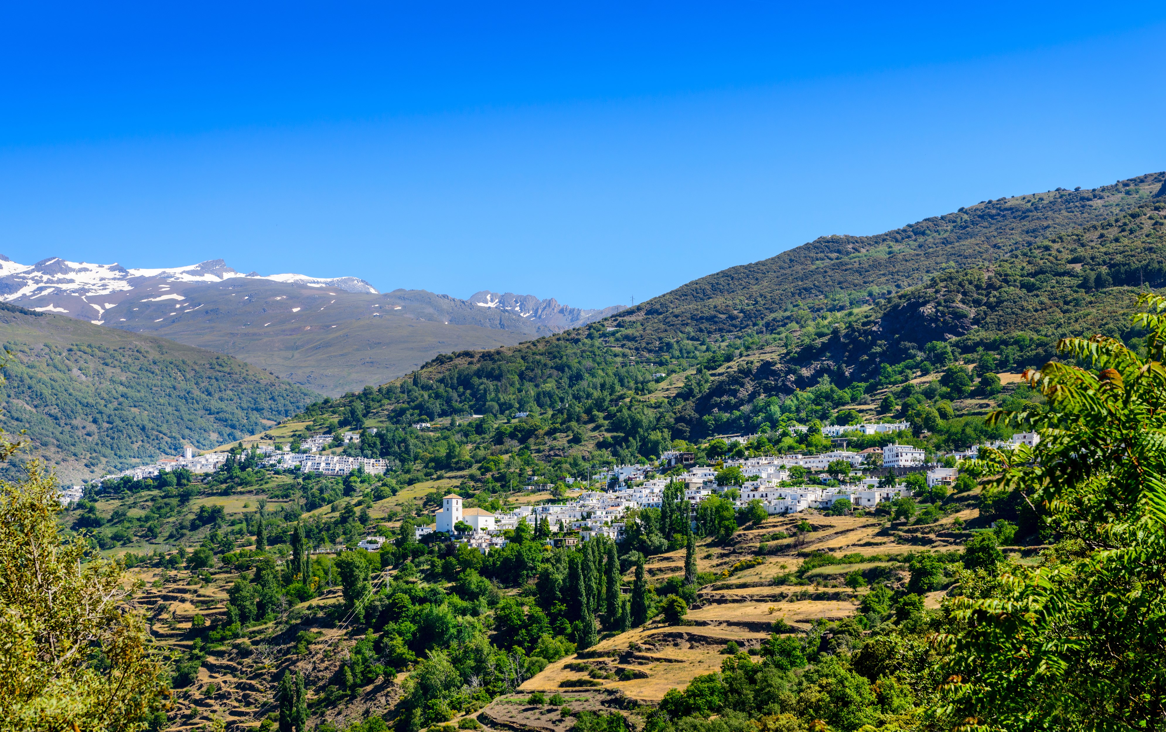 Village in Alpujarras Granada, Spain with Terraced Fields HD Wallpaper