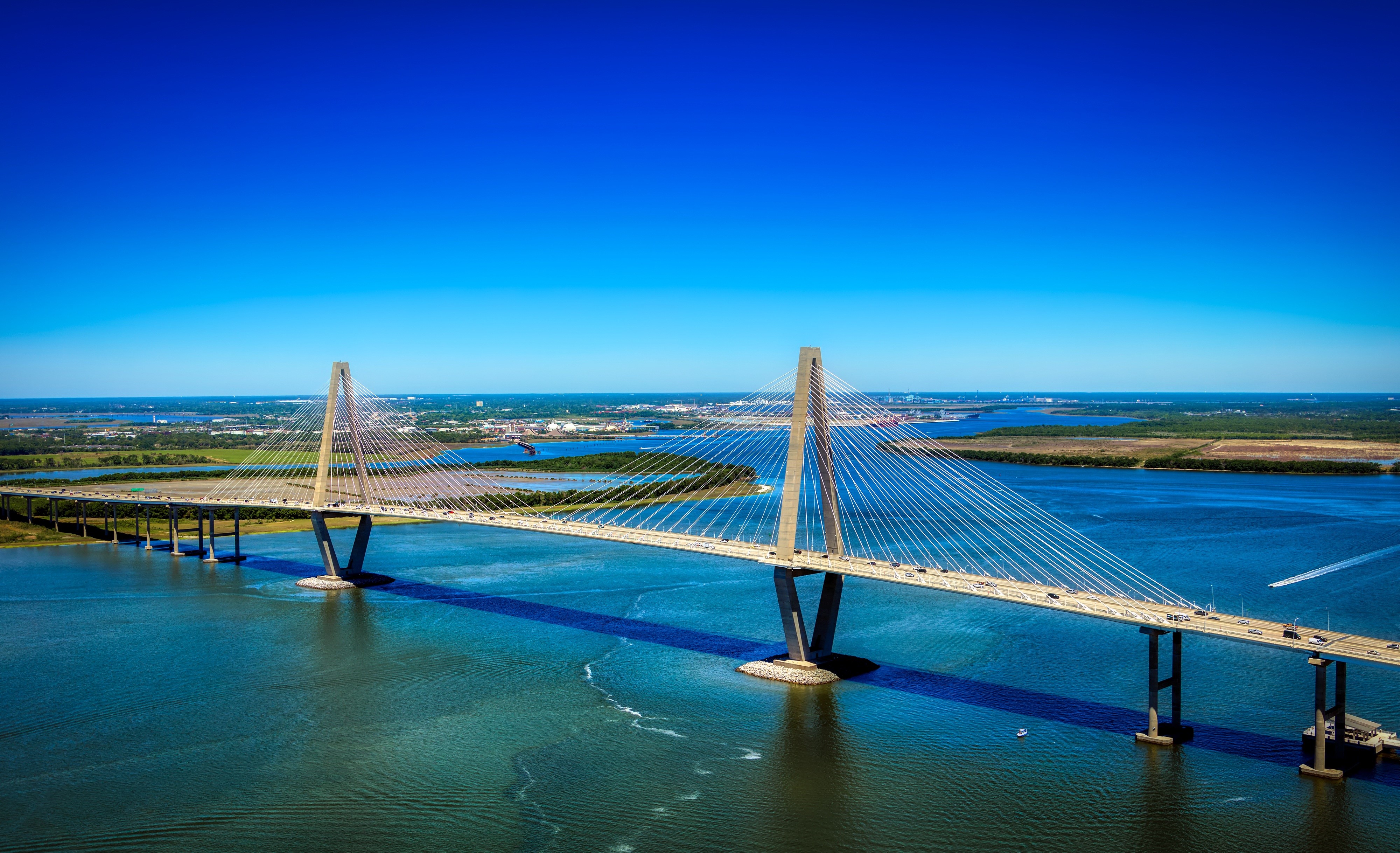 4K Ravenel Bridge over Cooper River in South Carolina HD Wallpaper