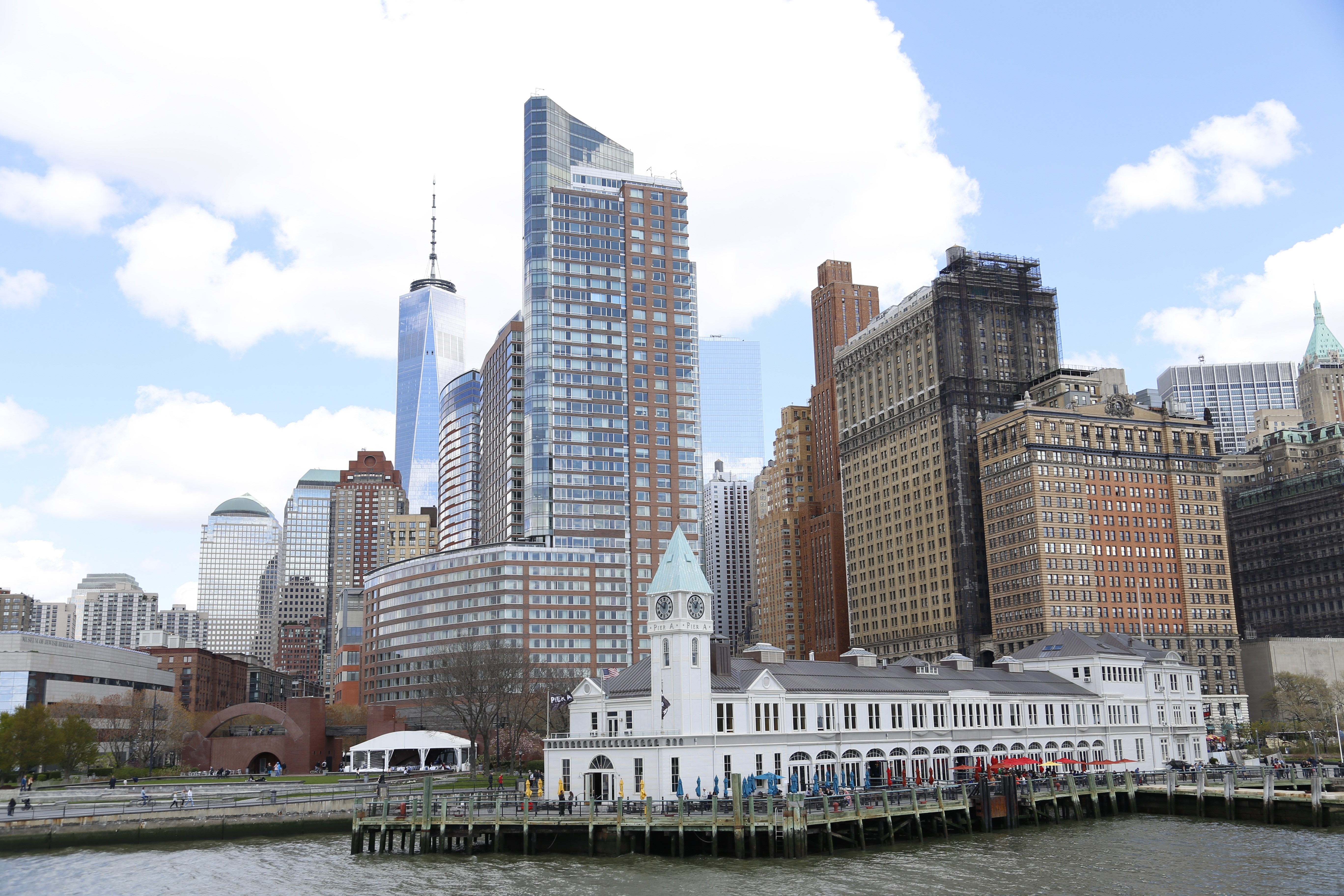 New York City Skyscrapers and Pier HD Wallpaper