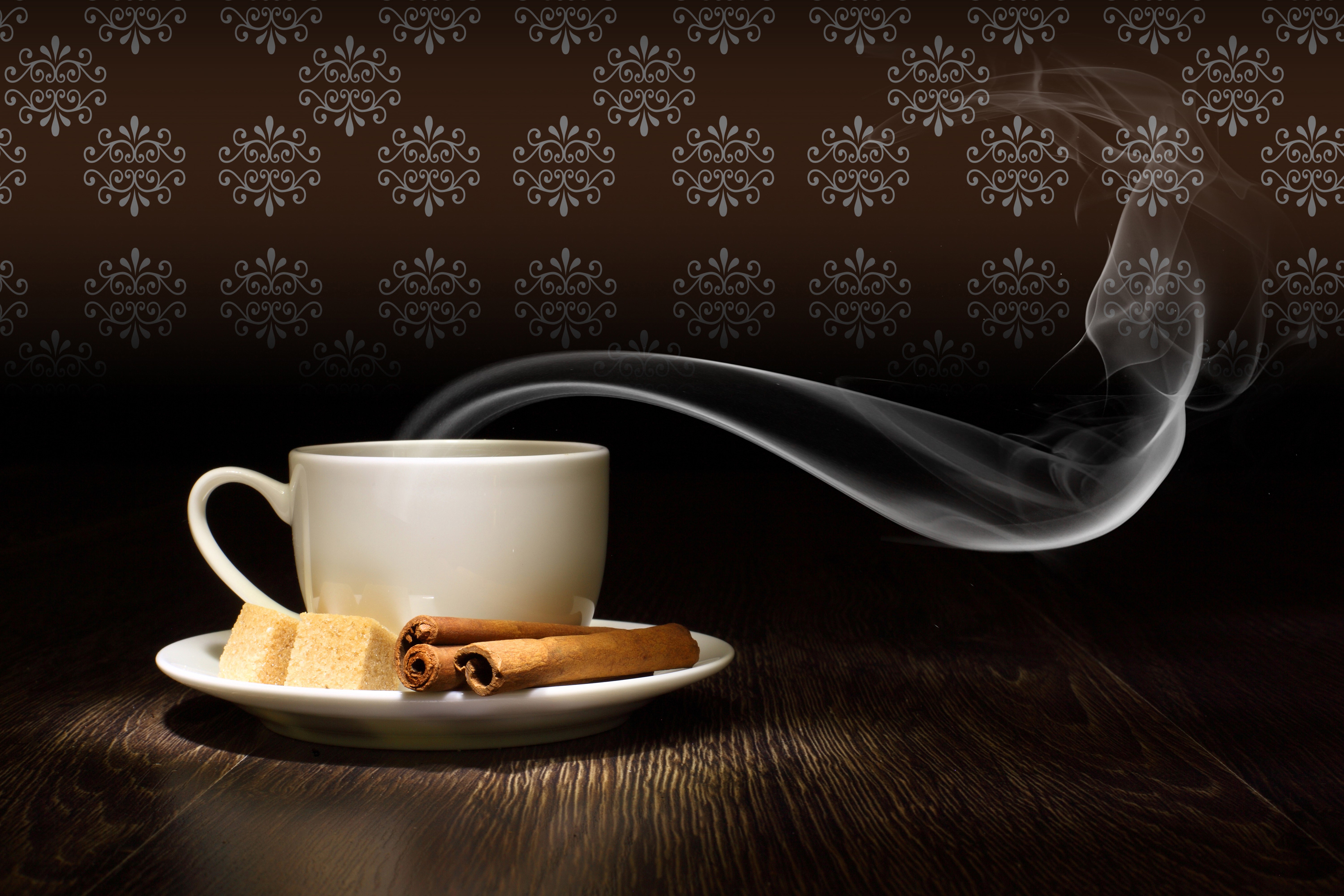 Cup of coffee with cinnamon and sugar HD Wallpaper