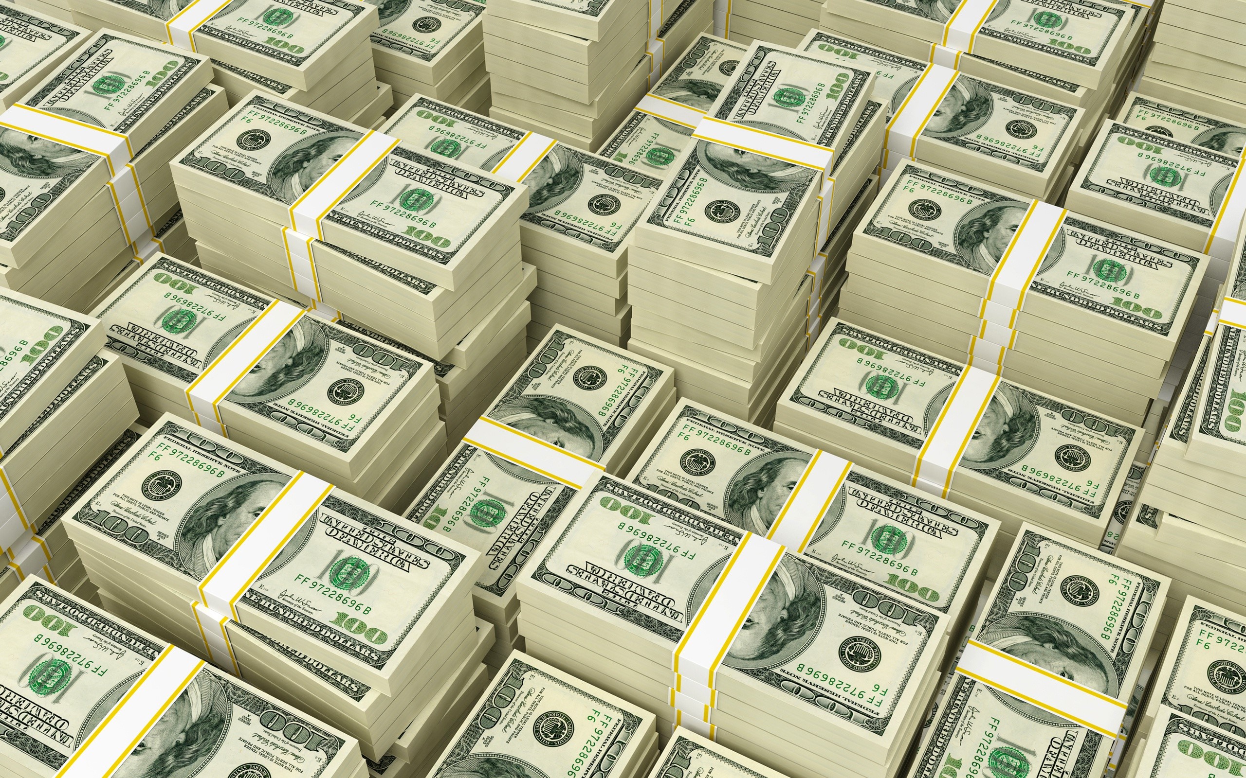Stacks of 100 Dollar Bills HD Wallpaper