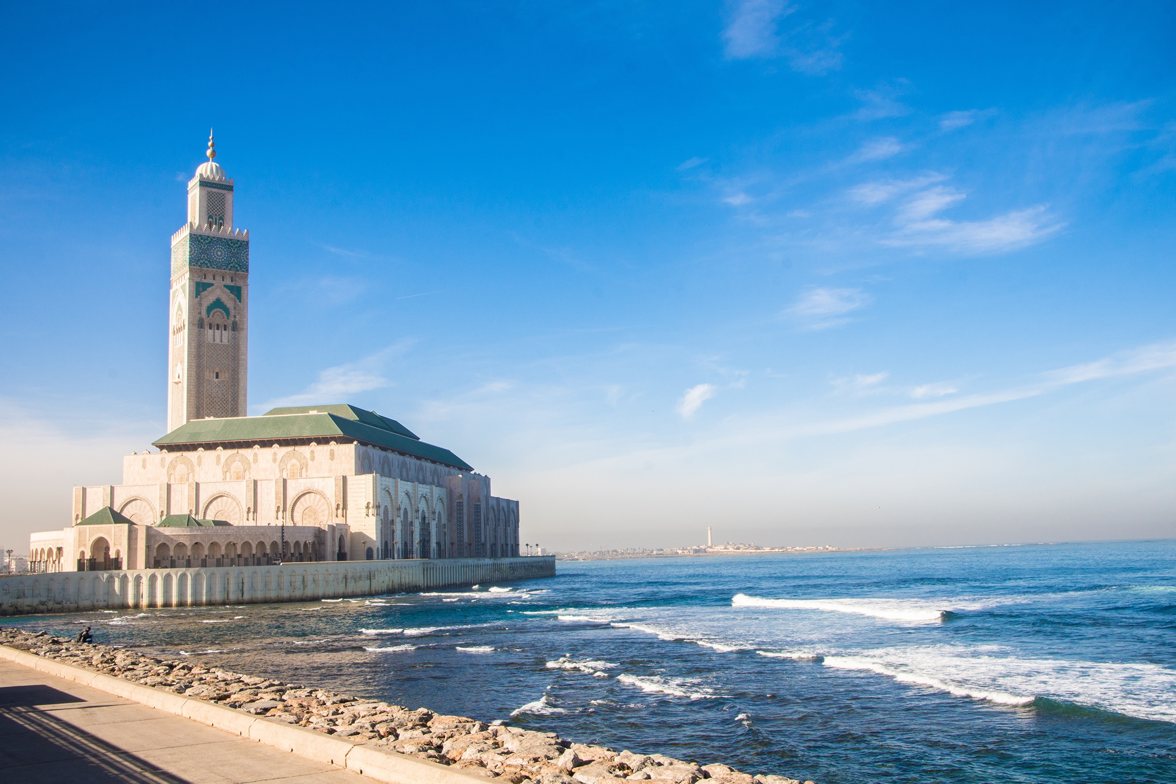 Hassan II Mosque, Casablanca, Morocco, Coast, Ocean HD Wallpaper