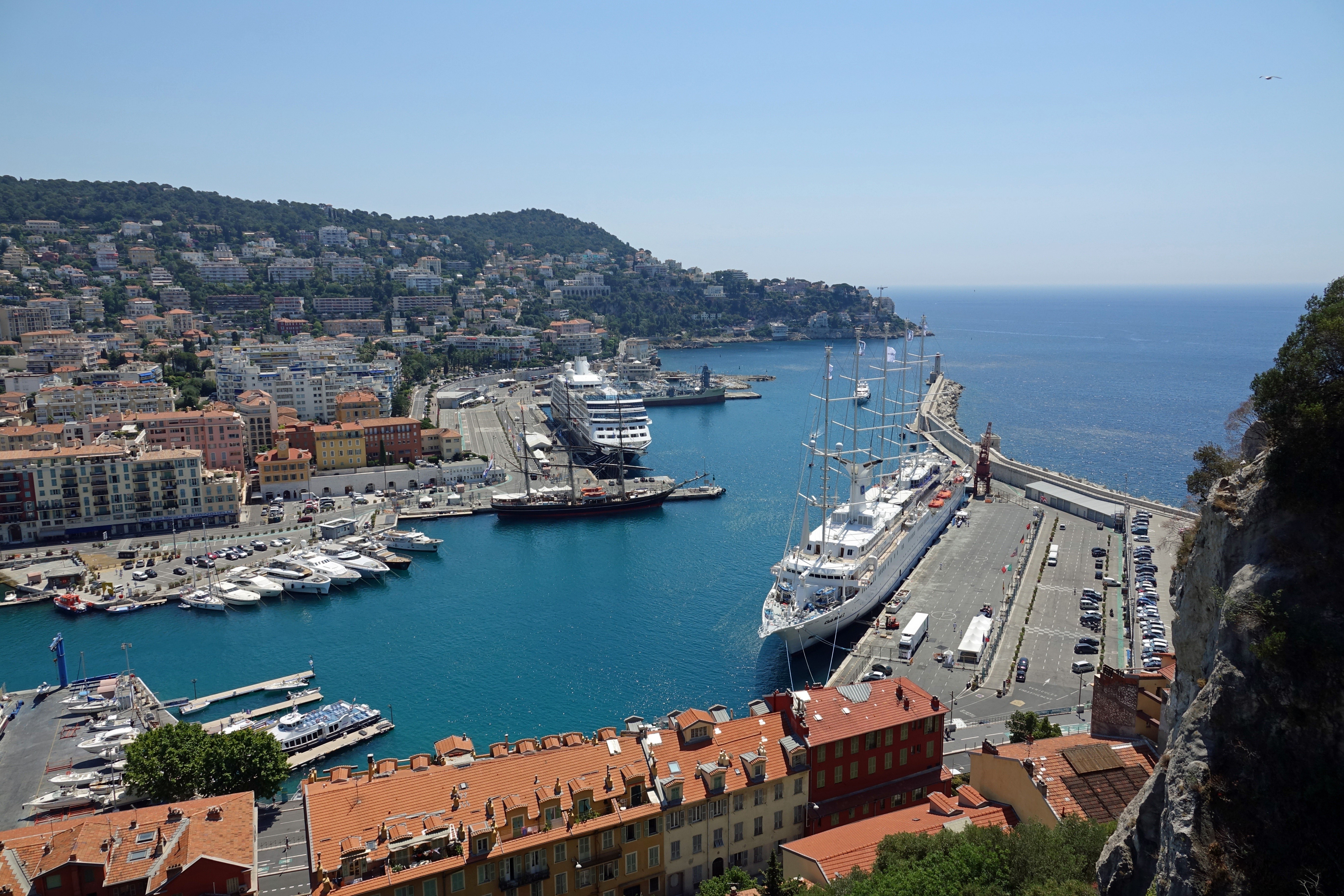 Port of Nice, France with Cruise Ships and Sailboat HD Wallpaper