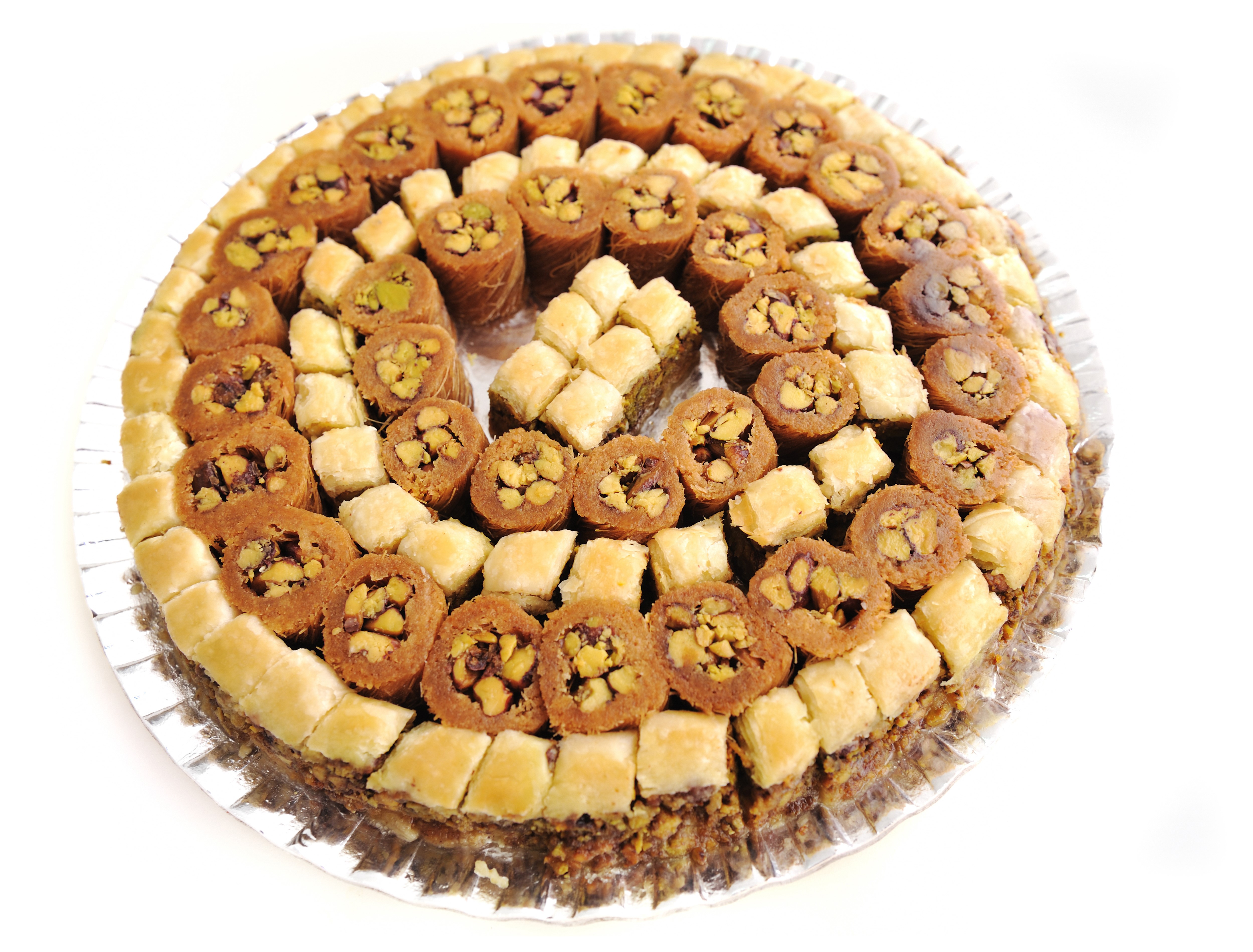 Assortment of Baklava on a Silver Platter HD Wallpaper