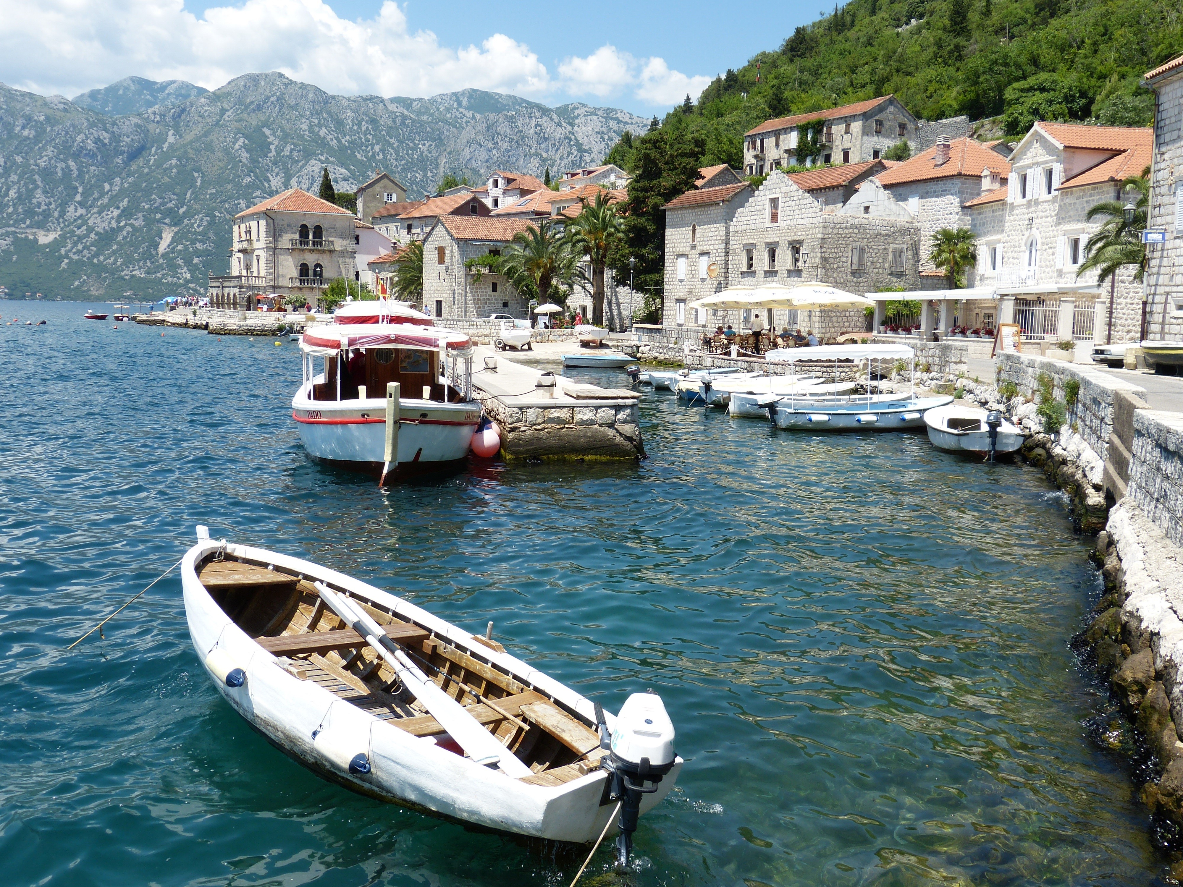 Boats in Perast, Boko Kotor Bay, Montenegro HD Wallpaper