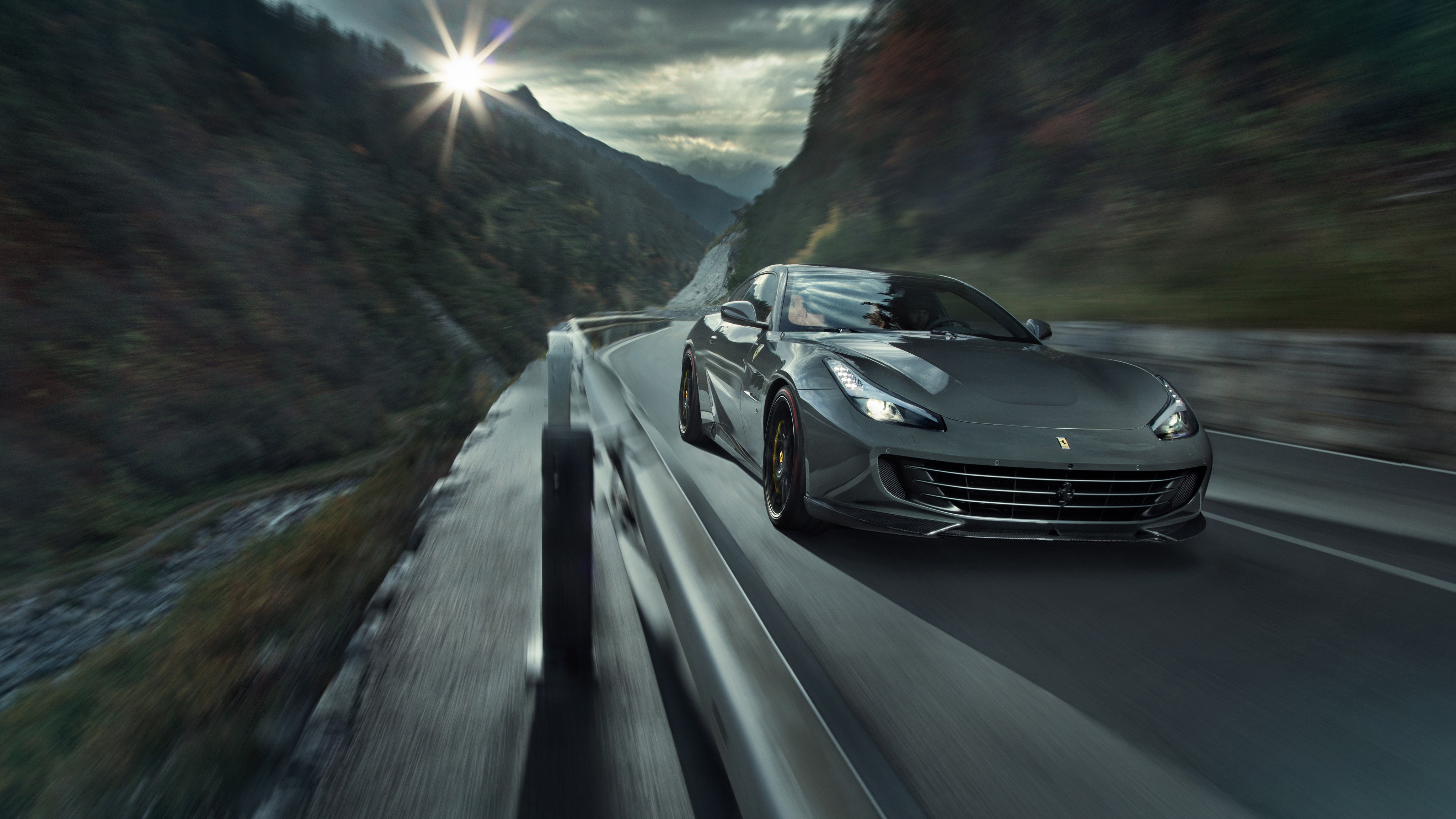 4K Novitec Rosso 2017 Ferrari GTC4Lusso in motion HD Wallpaper