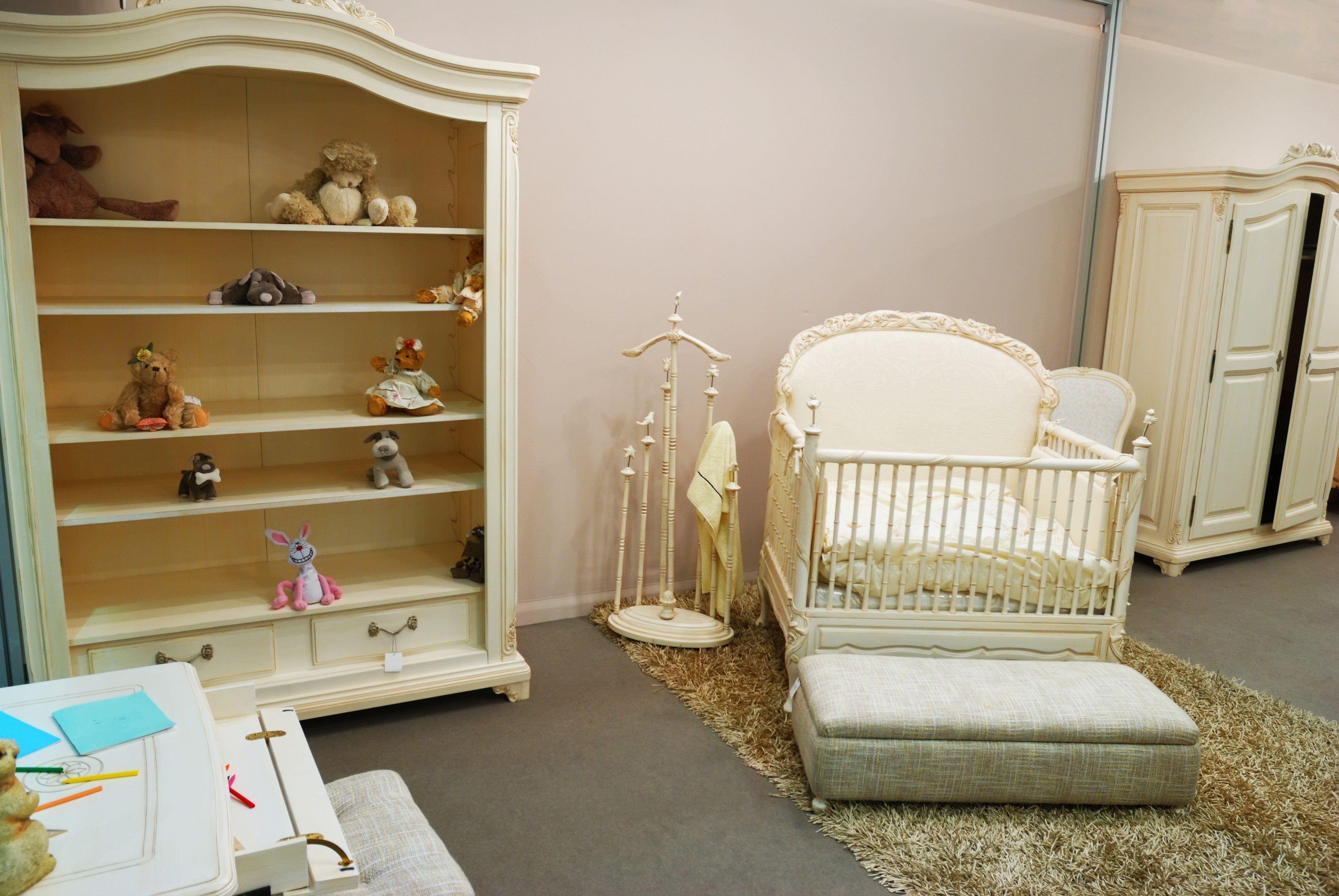 Children's room with furniture and toys HD Wallpaper