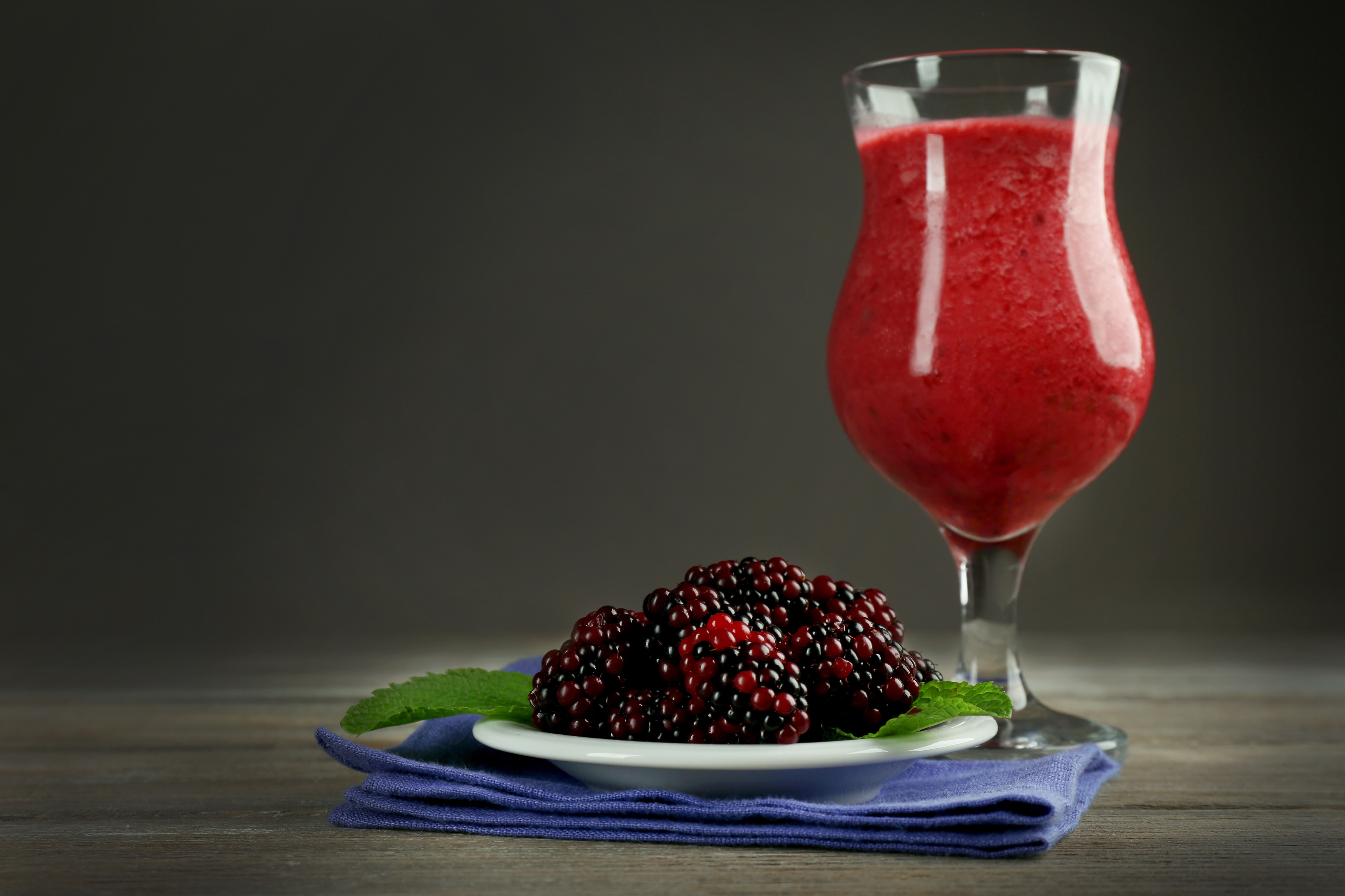 Blackberry Smoothie in a Glass with Blackberries HD Wallpaper