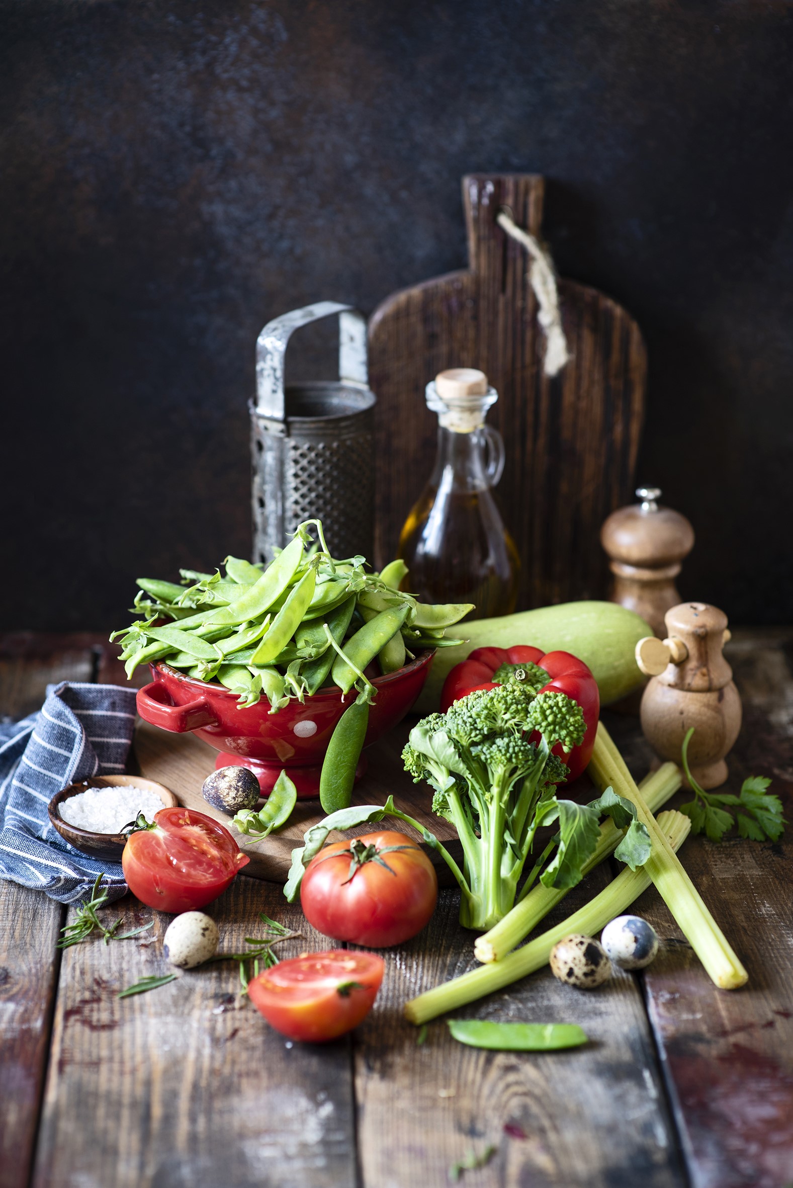 Still life of fresh vegetables and quail eggs HD Phone Wallpaper
