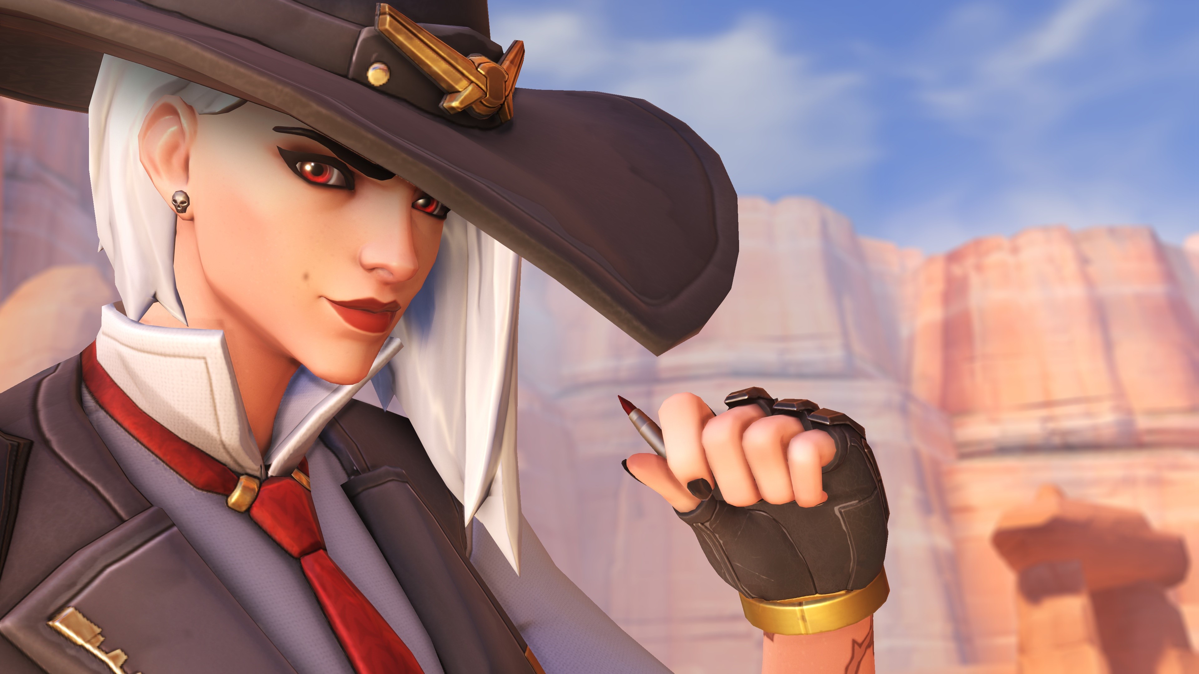 Ashe from Overwatch holding a cartridge HD Wallpaper