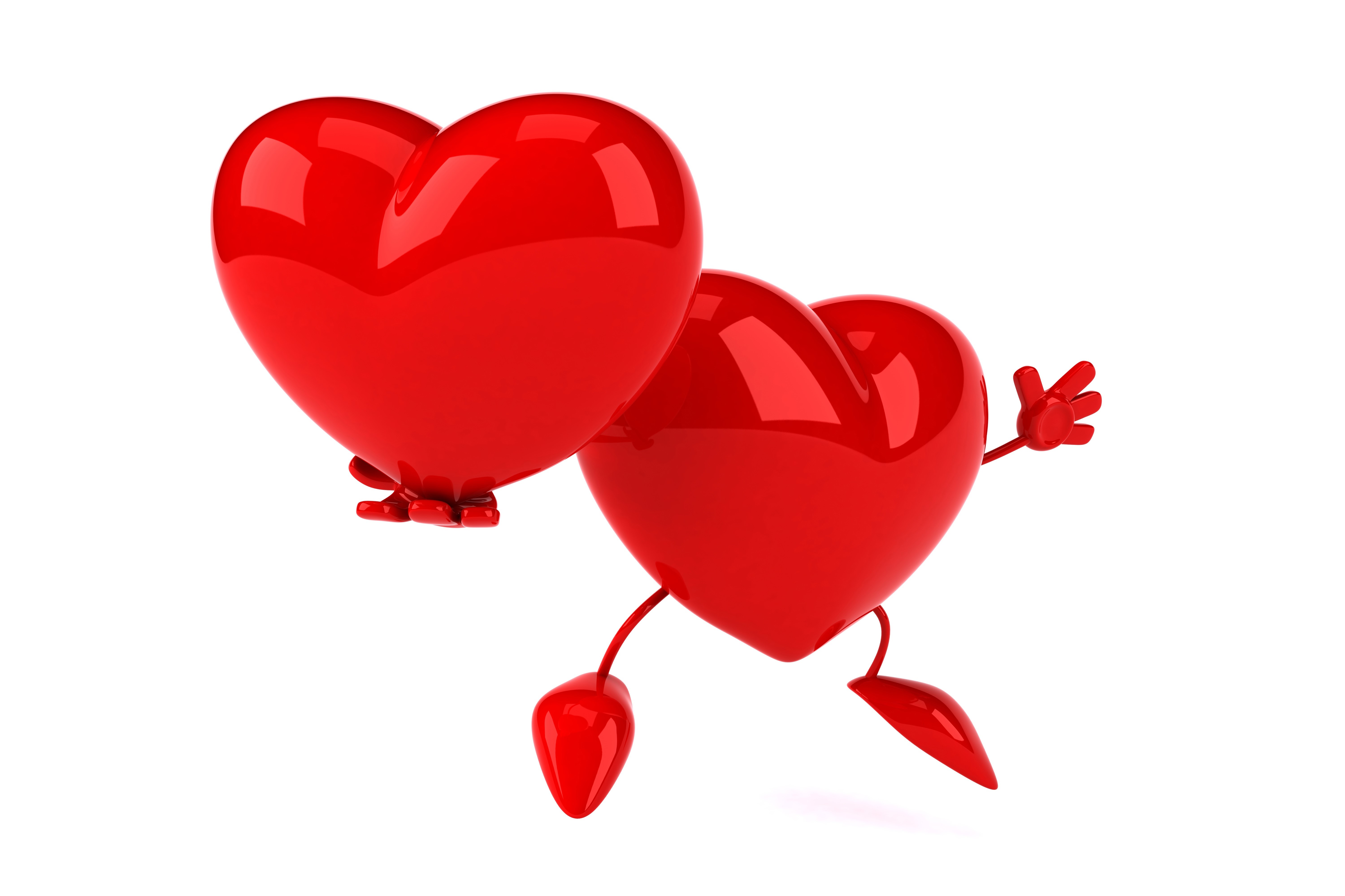 Two red hearts with arms and legs HD Wallpaper