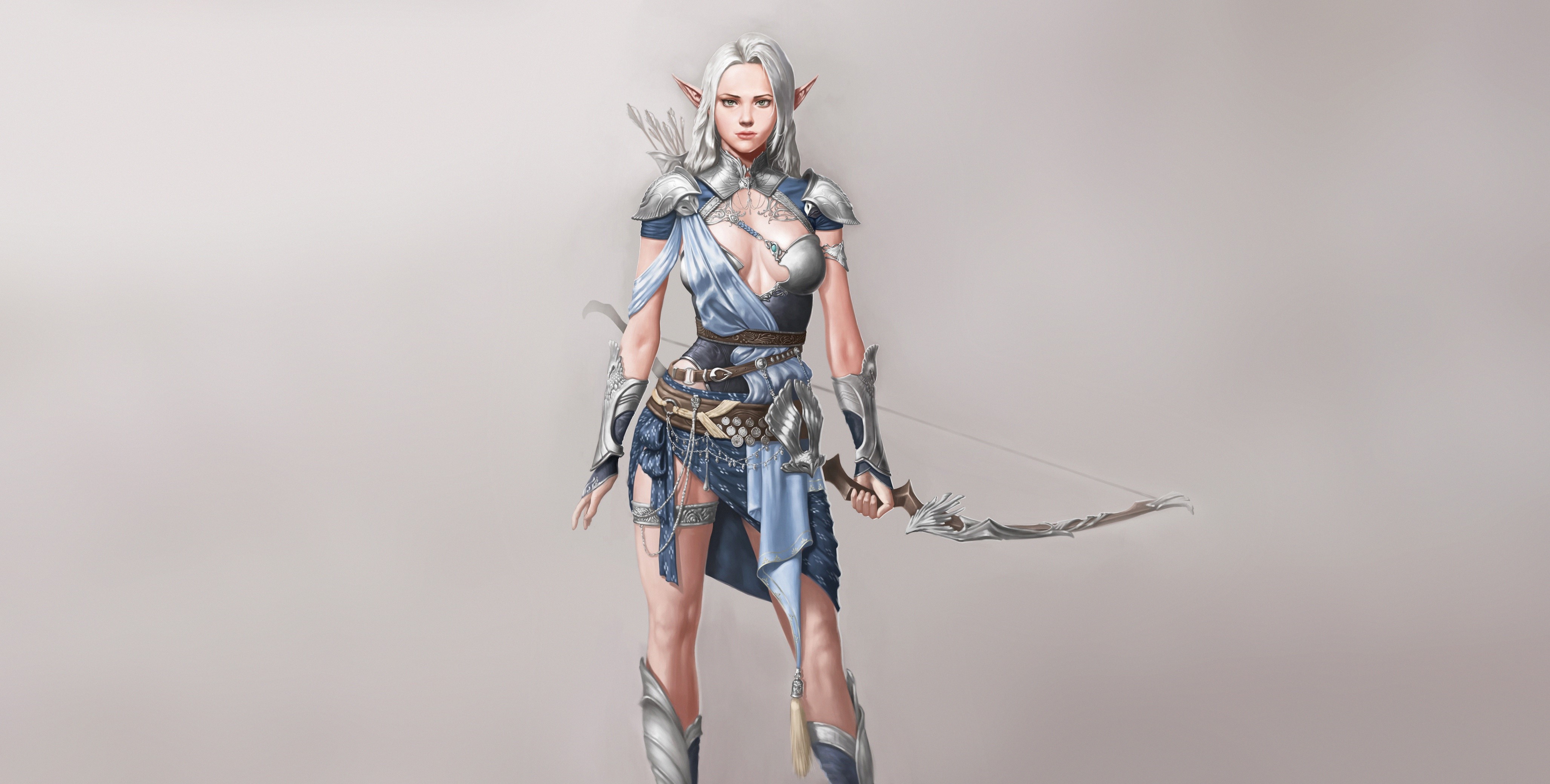 Elf Archer Warrior with Bow Weapon HD Wallpaper