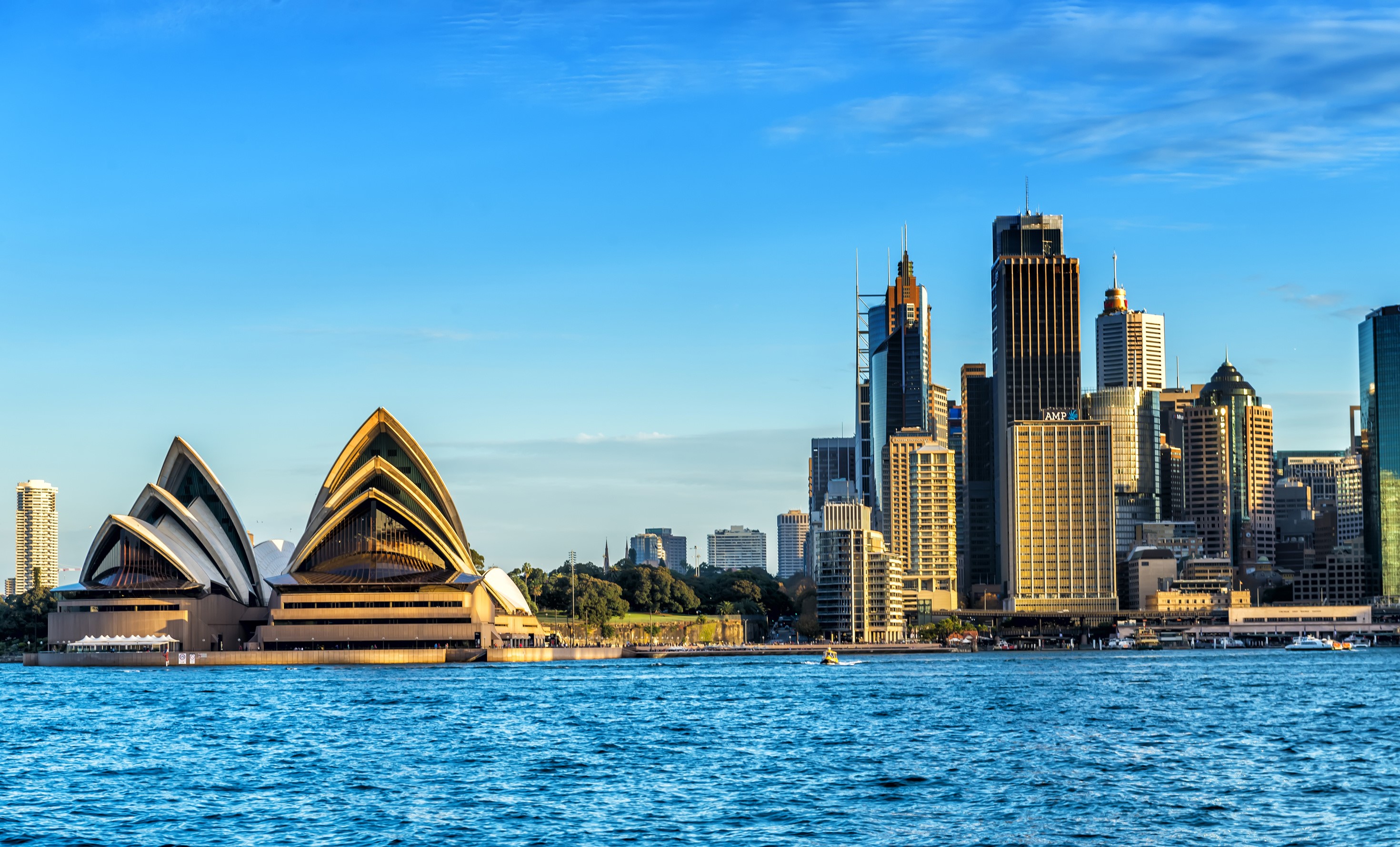 Sydney Opera House and Skyline over Water HD Wallpaper