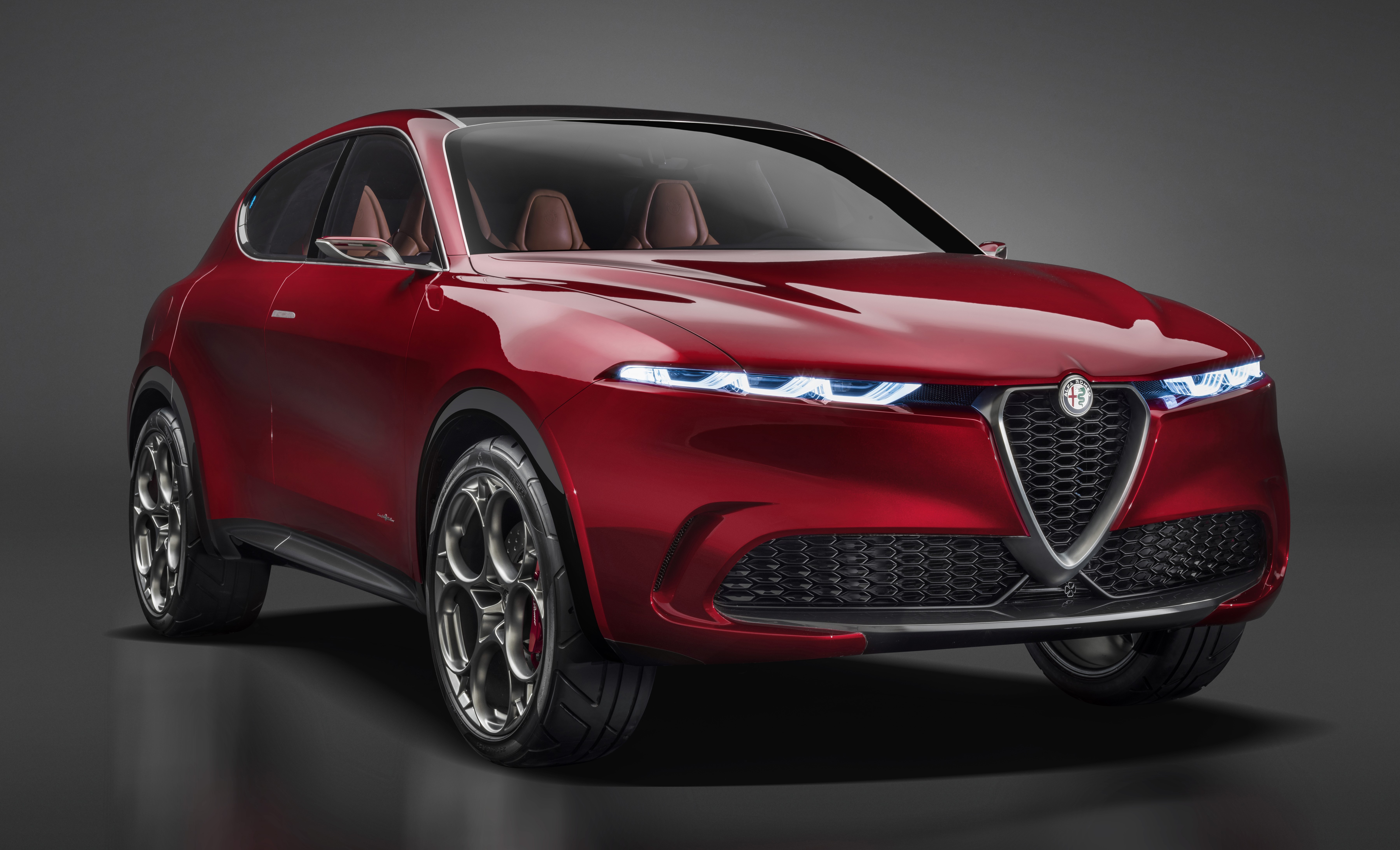 Red Alfa Romeo Tonale Concept car HD Wallpaper