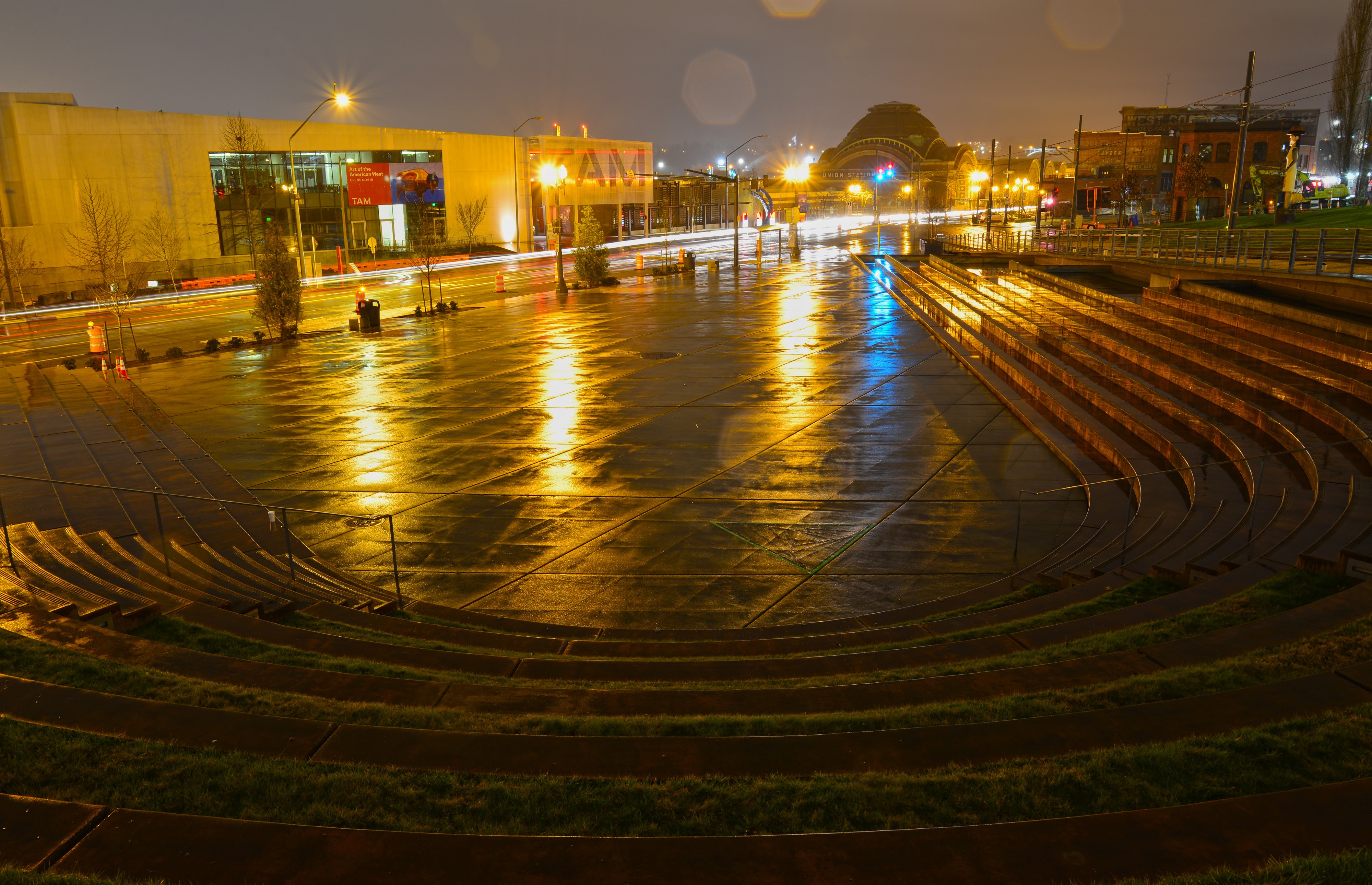 Tollefson Plaza Tacoma Washington at Night HD Wallpaper