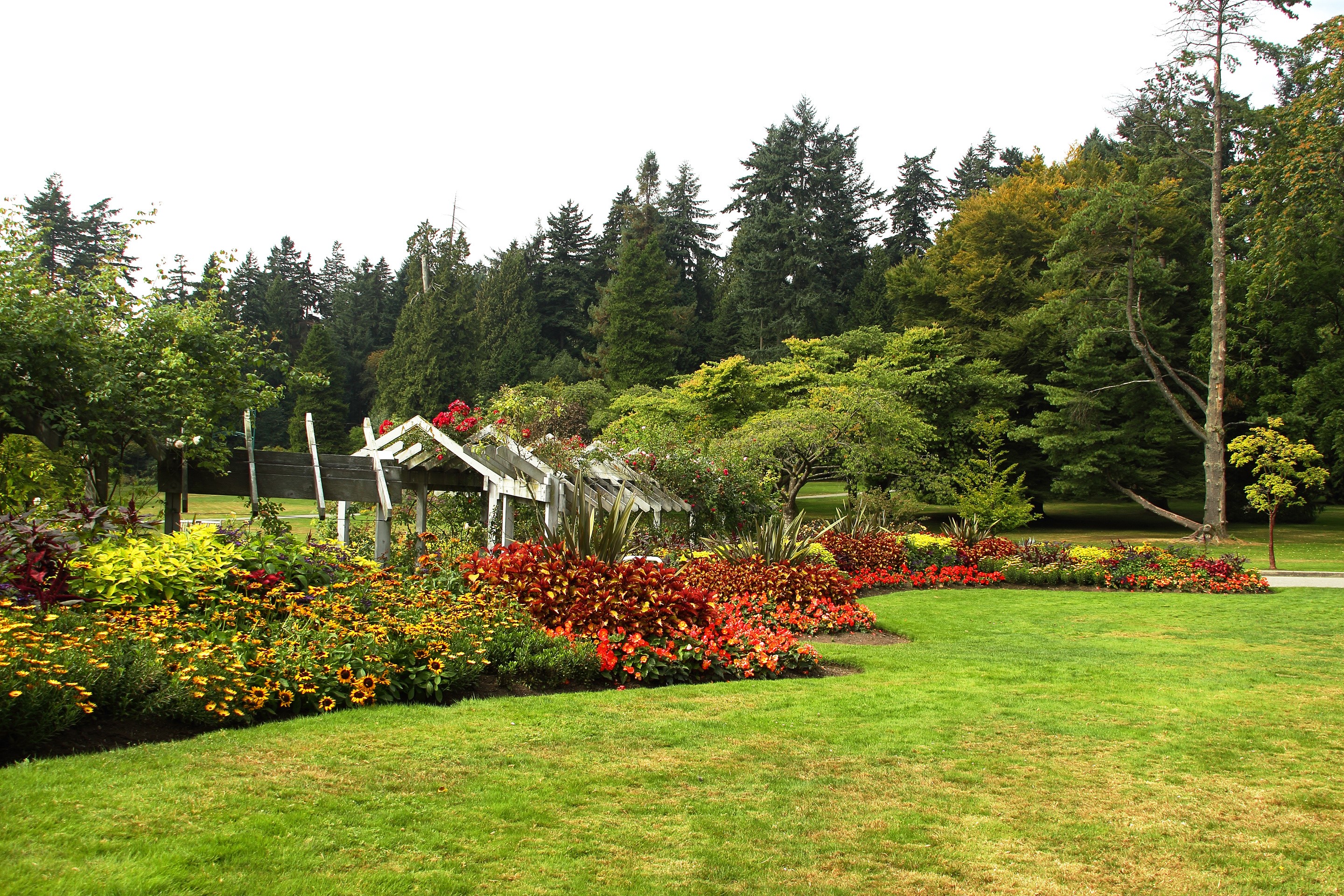 Stanley Park Vancouver Canada garden with flowers and trees HD Wallpaper